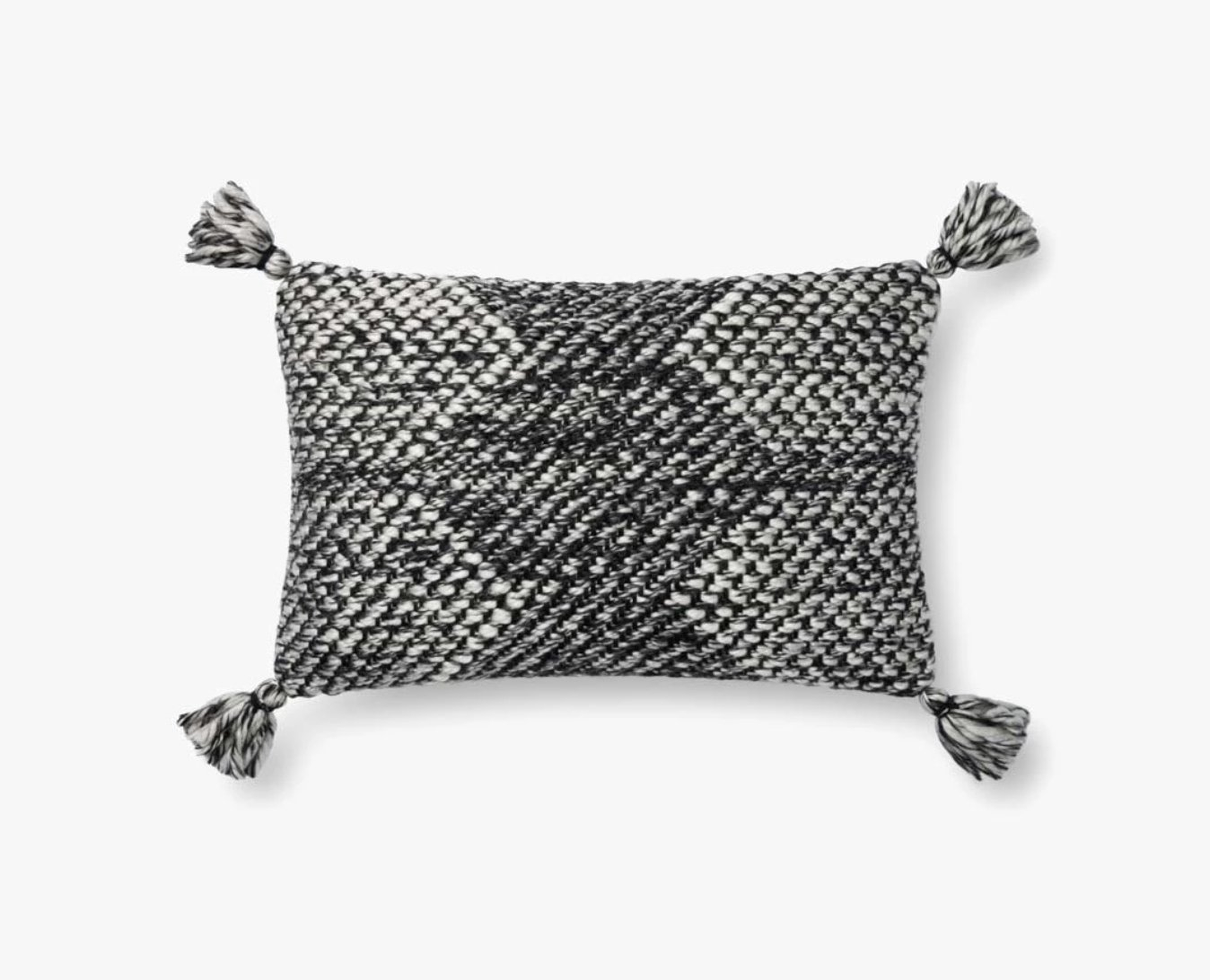 P1143 MH Magnolia Home By Joanna Gaines Black / Ivory Pillow - 13"x21" Poly-Filled - Loloi Rugs