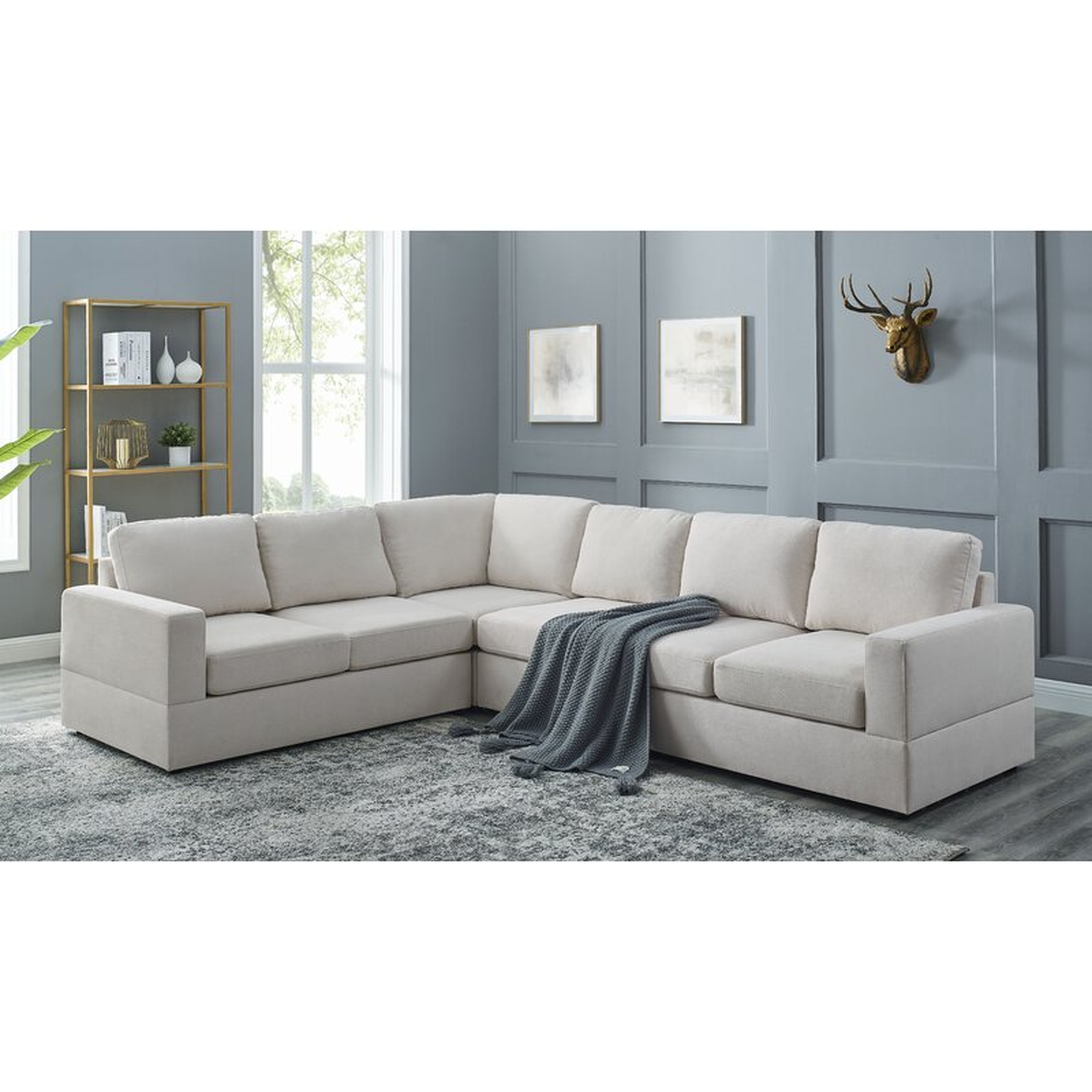 Jemiah 112" Wide Reversible Modular Corner Sectional / Ivory Polyester Blend - Wayfair