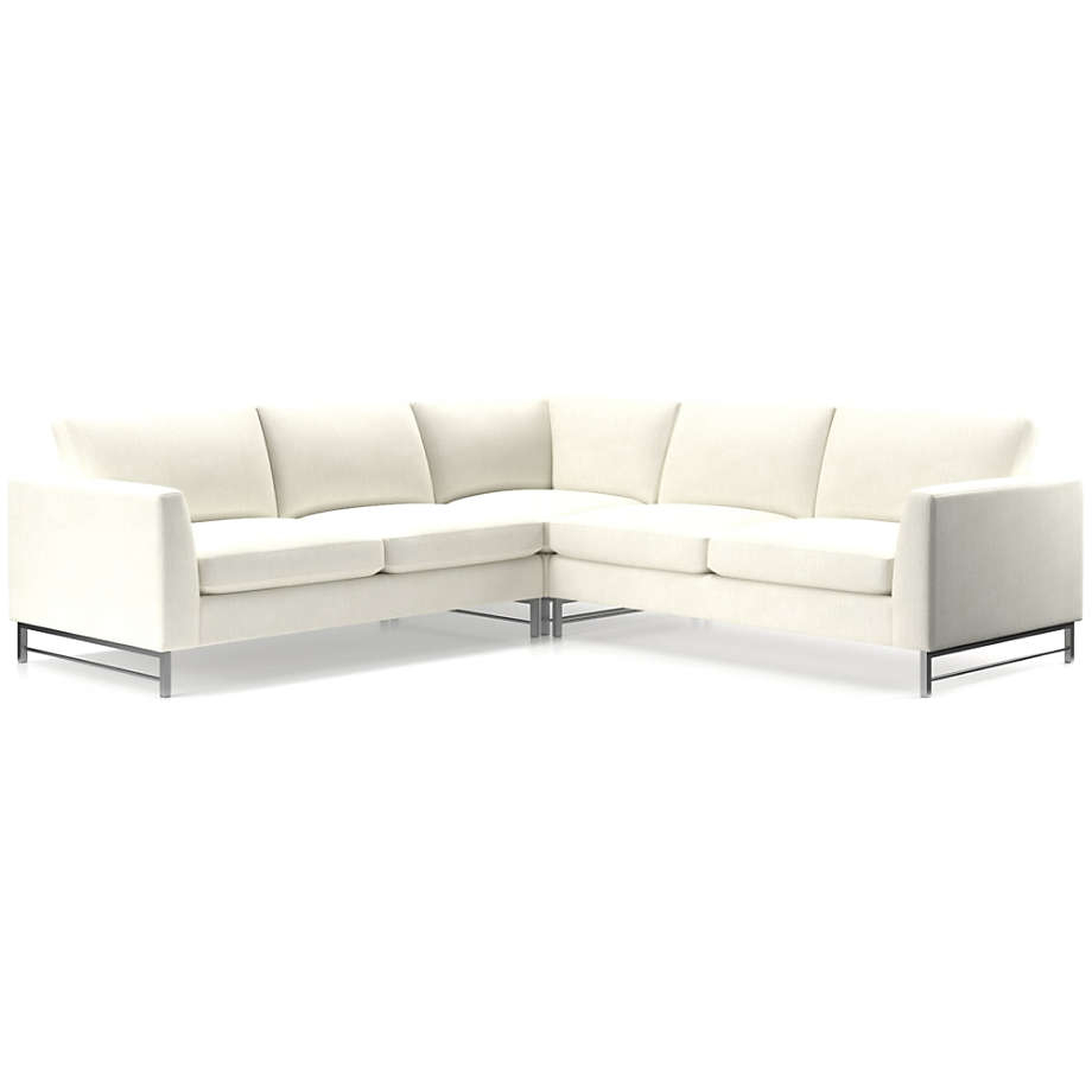 Tyson 3-Piece Right Corner Sectional with Stainless Steel Base - Vail "Snow" Family friendly Fabric - Crate and Barrel