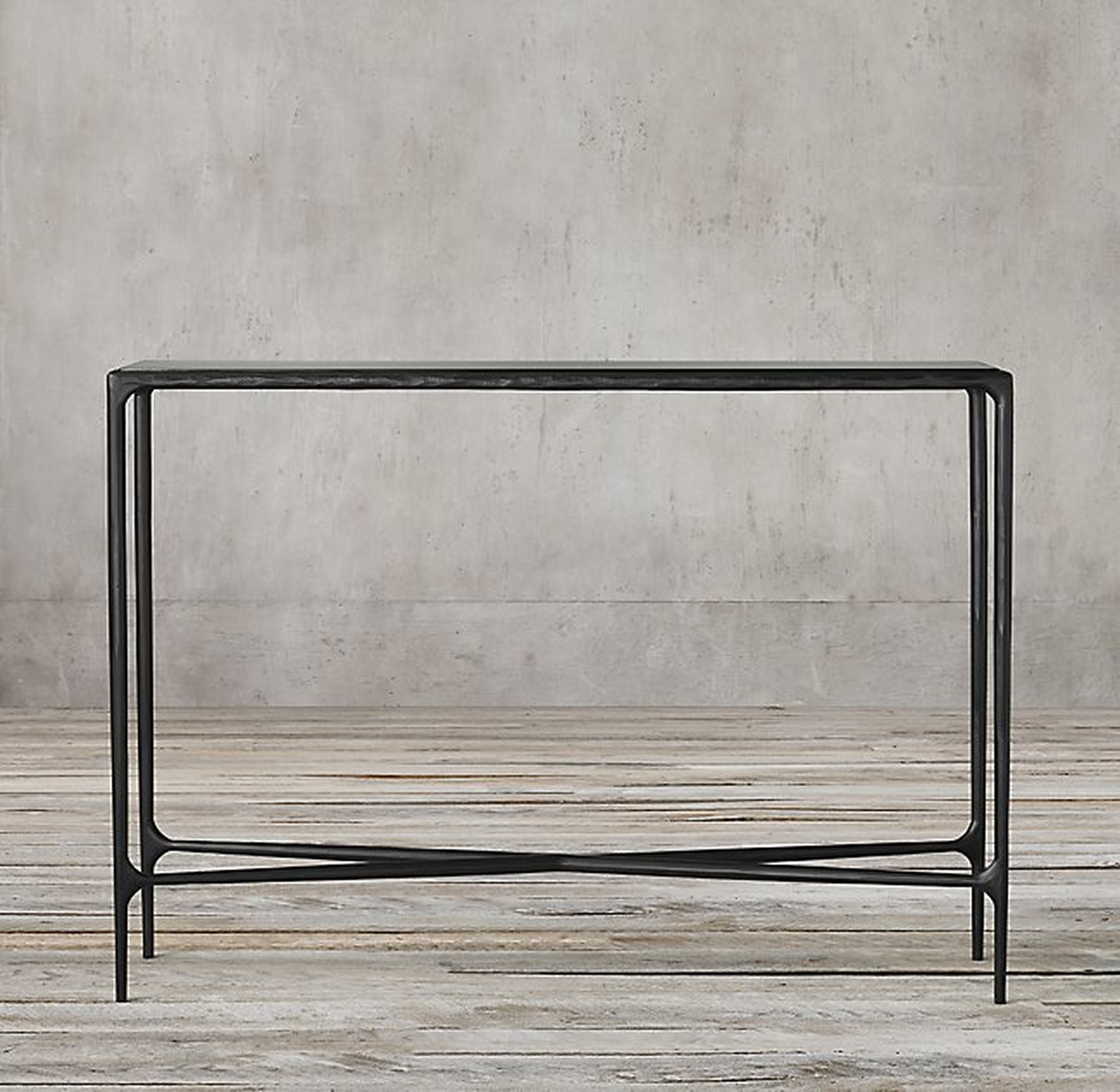 THADDEUS FORGED IRON & MARBLE RECTANGULAR ENTRY CONSOLE TABLE - RH