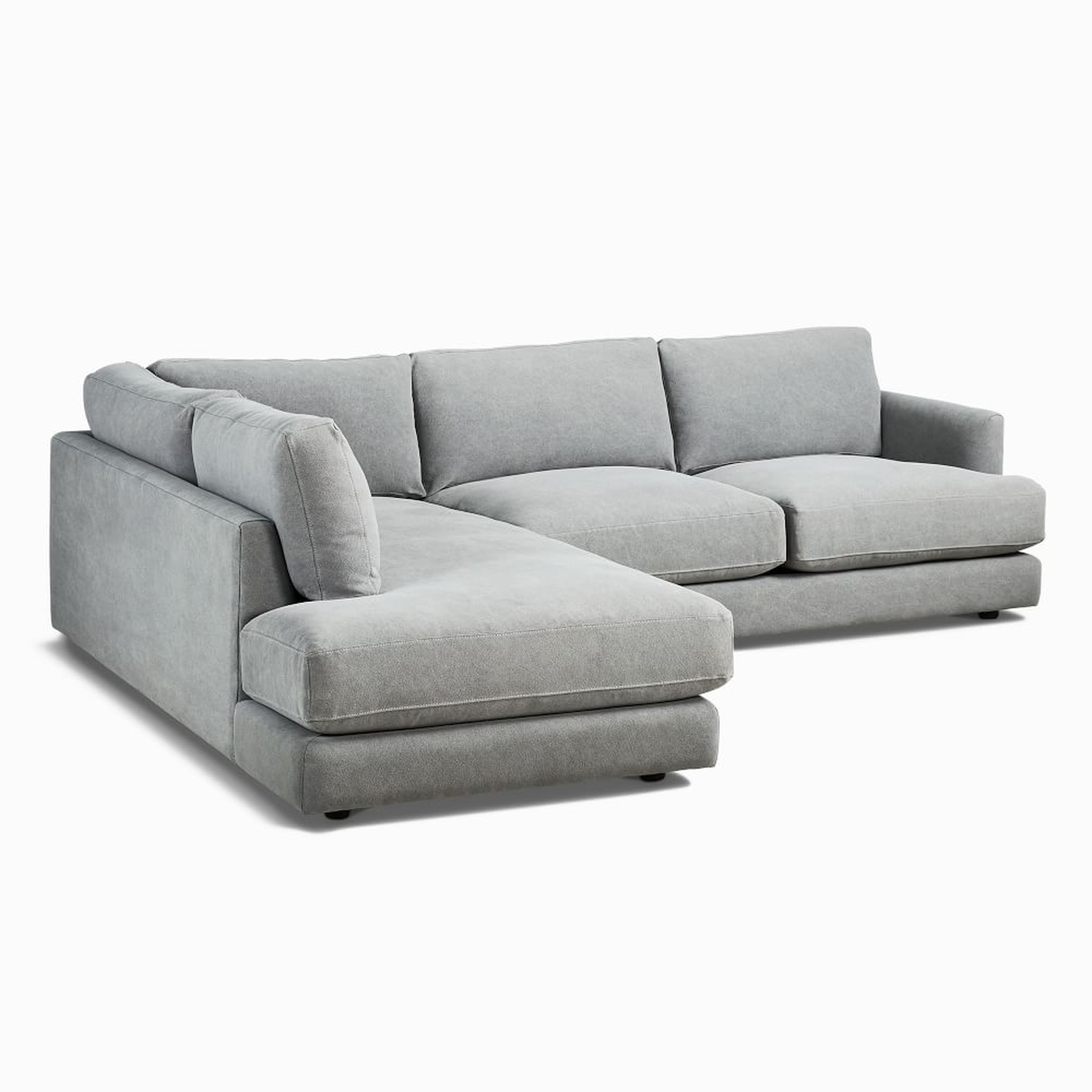 Haven Sectional, Right Arm Sofa, Left Terminal Chaise, Performance Washed Canvas, Storm Gray - West Elm