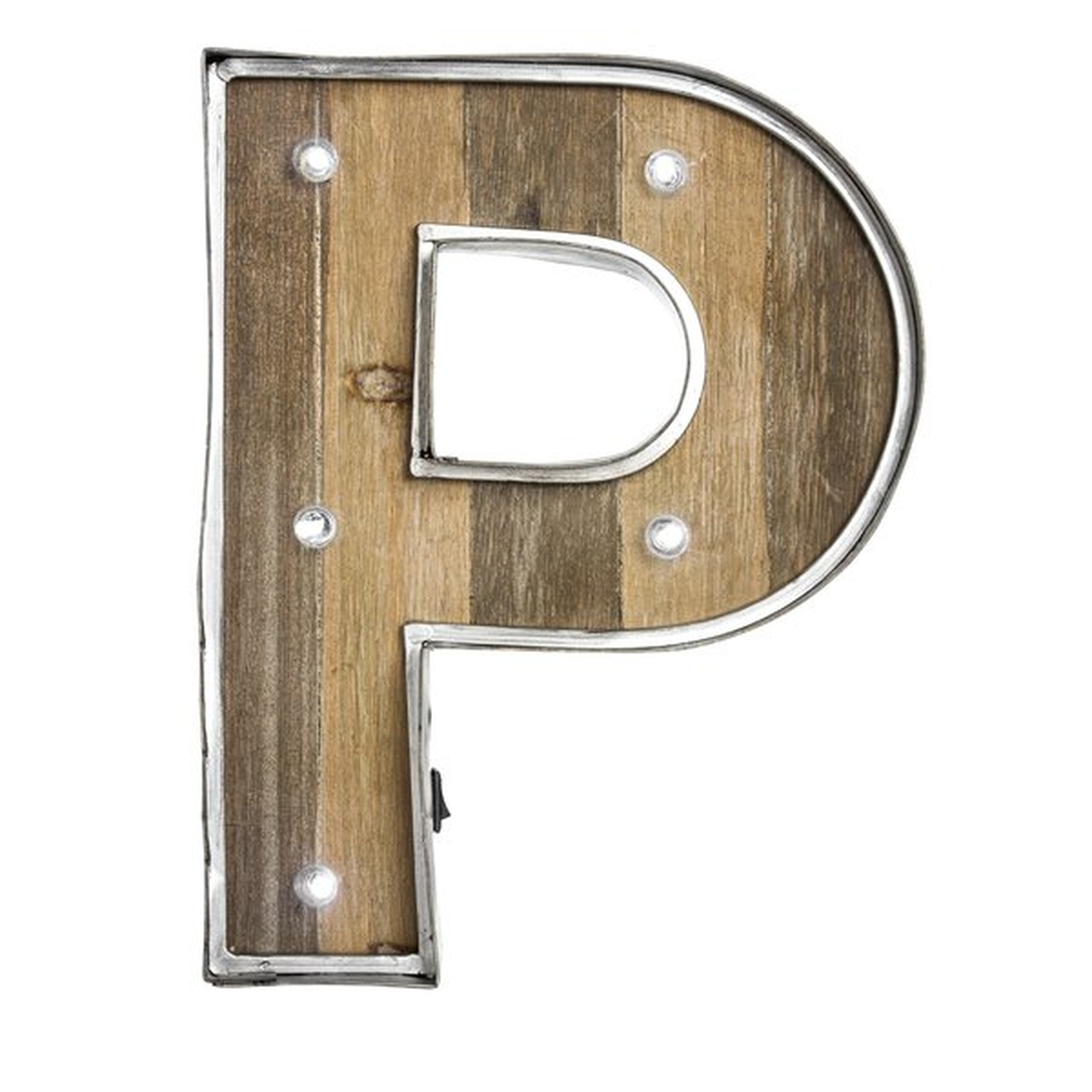 Letter P Wood/Metal LED Marquee Sign - Wayfair