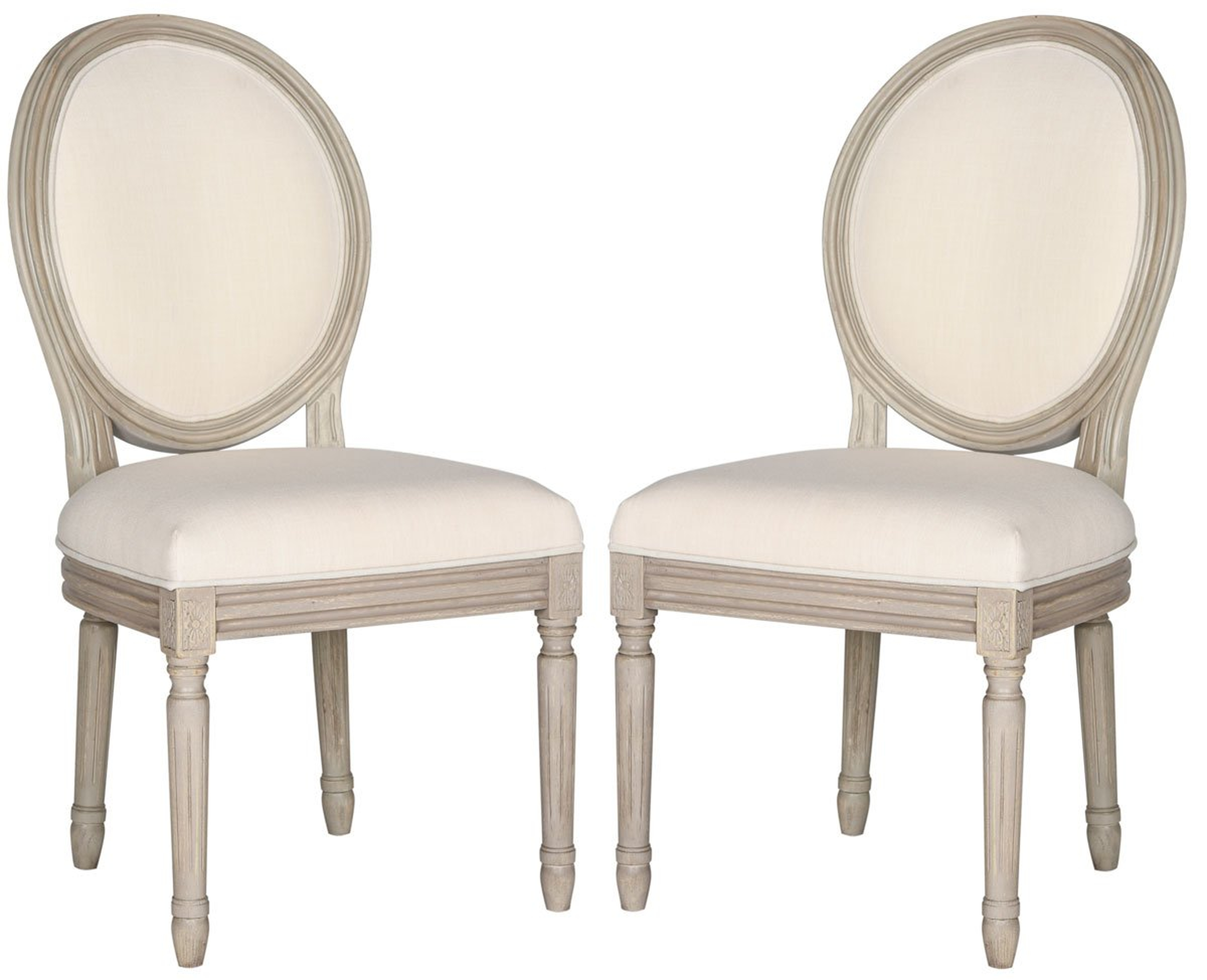Holloway 19''H French Brasserie Linen Oval Side Chair (Set of 2) - Light Beige/Rustic Grey - Safavieh - Arlo Home