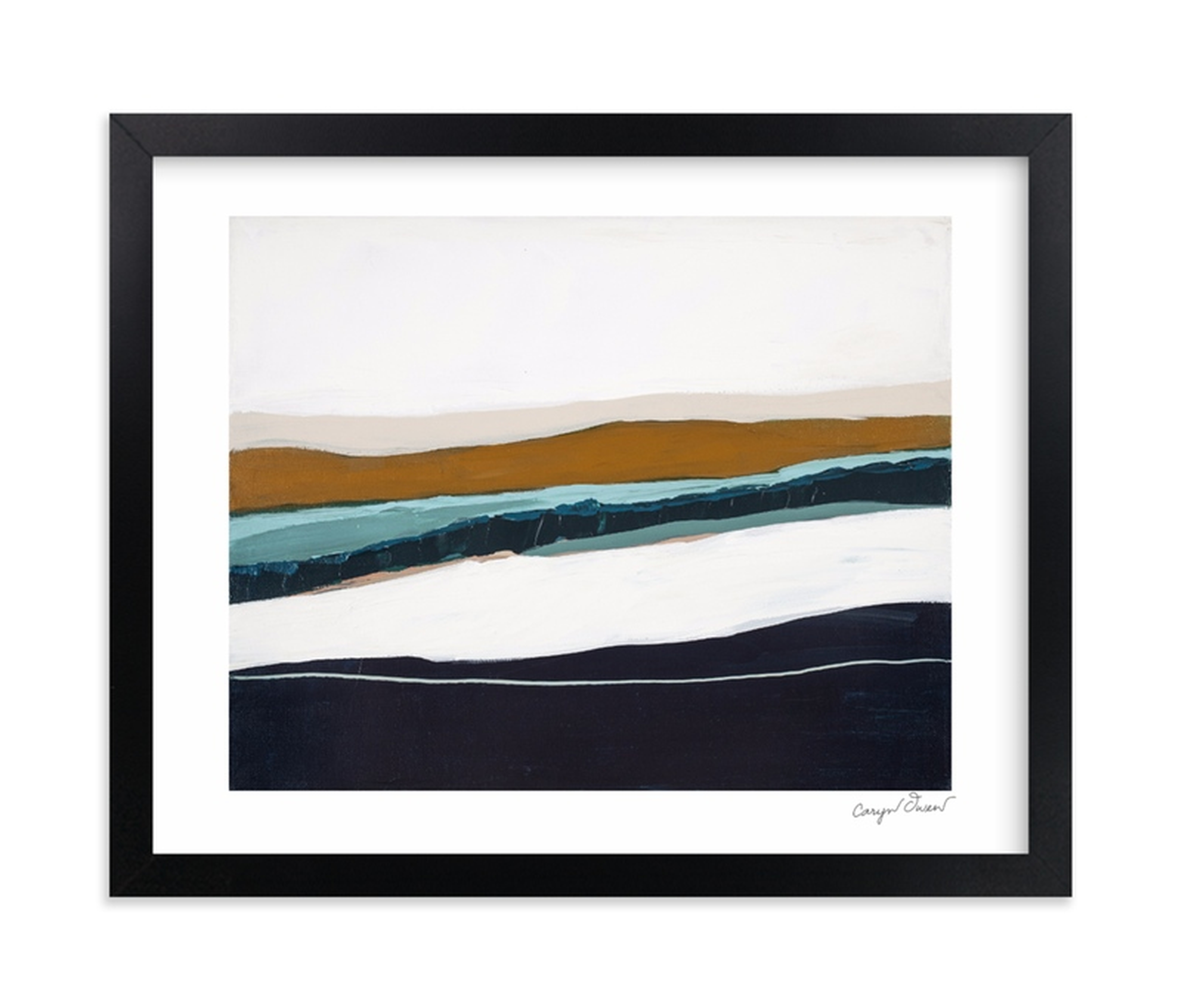 moonlight seascape - 10" x 8", white border, black frame, signature - Minted