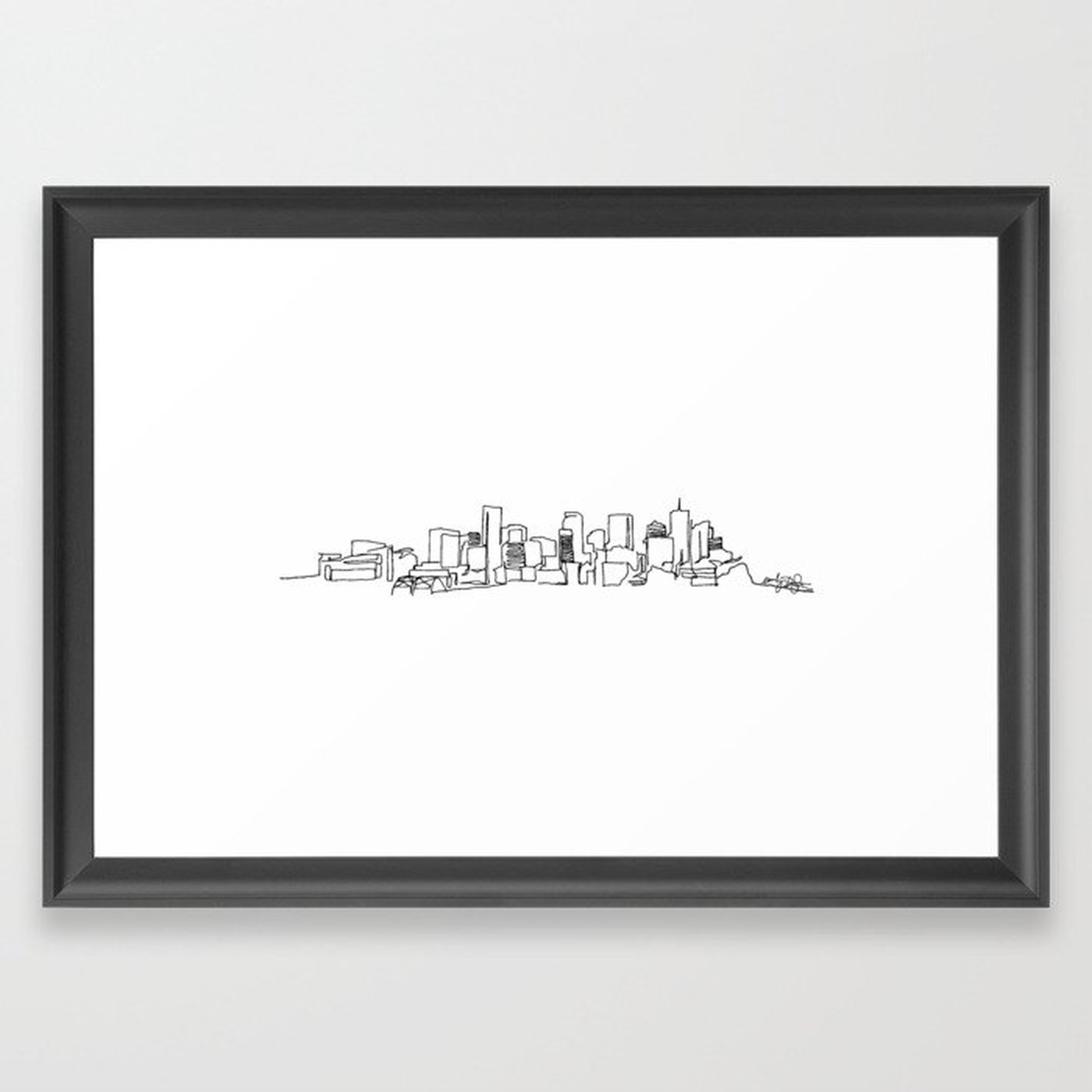 Denver Skyline Drawing, Scoop Black Frame - Society6