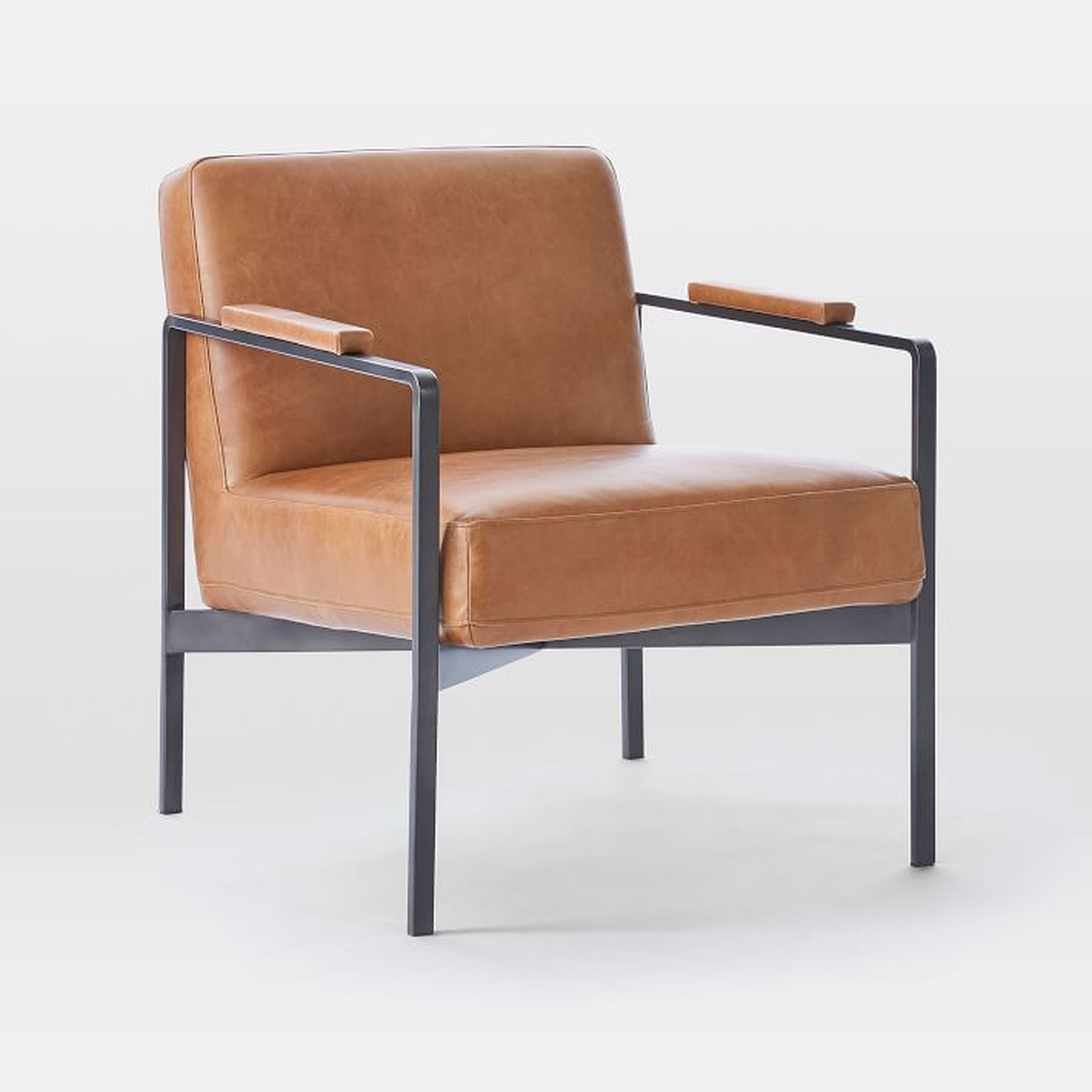 Highline Leather Chair, Leather, Dark Pewter - West Elm