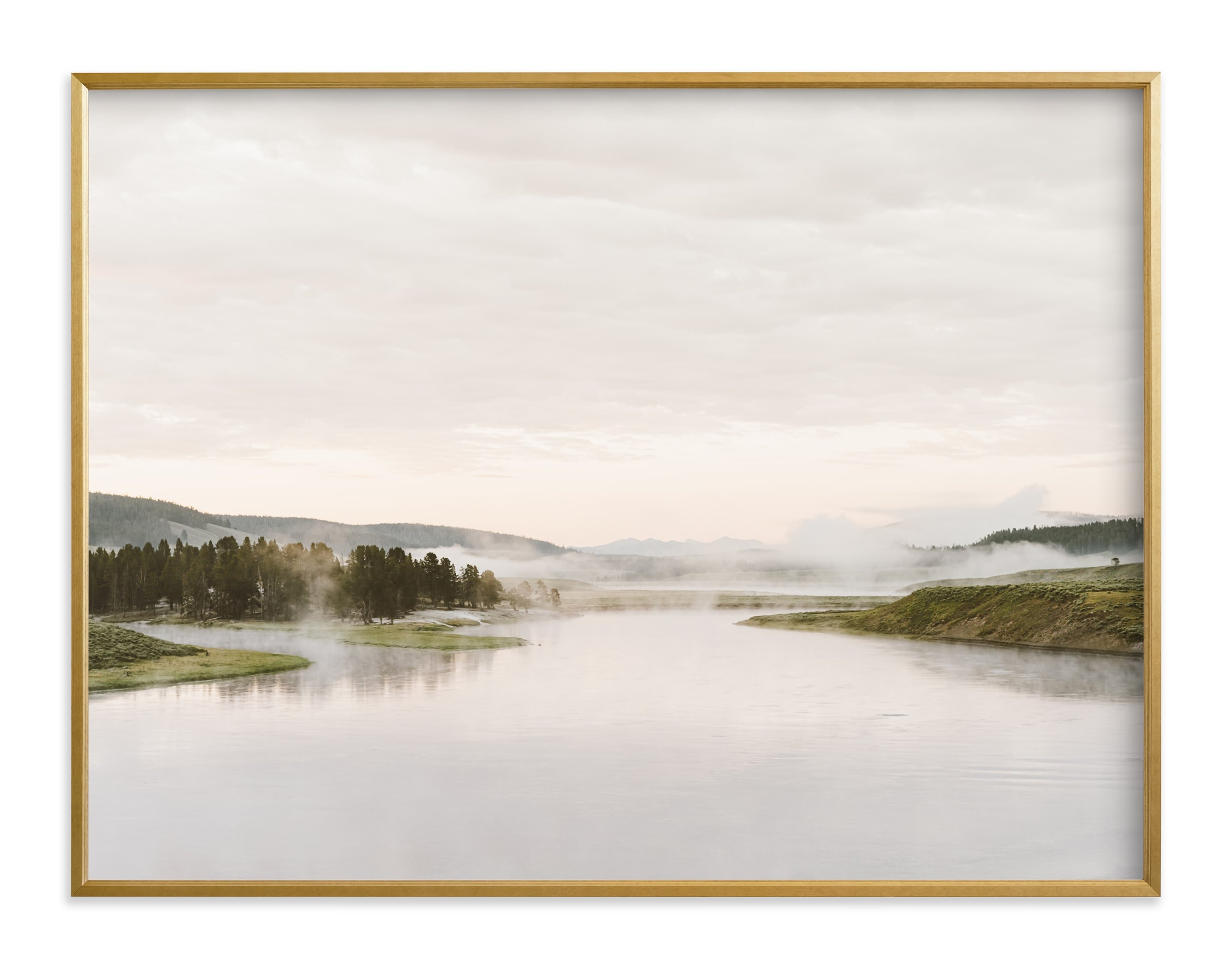Misty Lake Art Print- autumn green - Minted