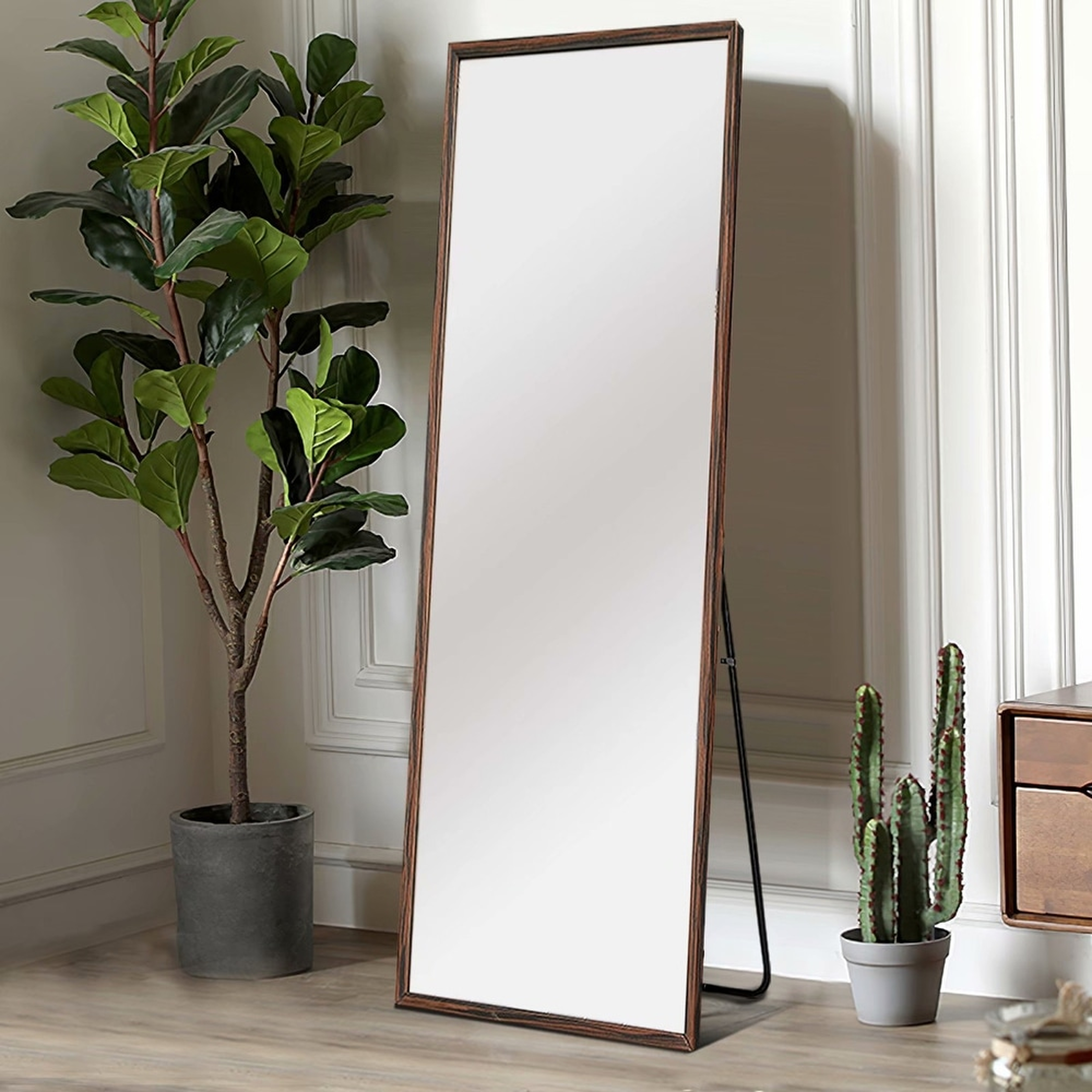 NeutypeChic Solid Wood Full Length Floor Mirror with Standing - Overstock
