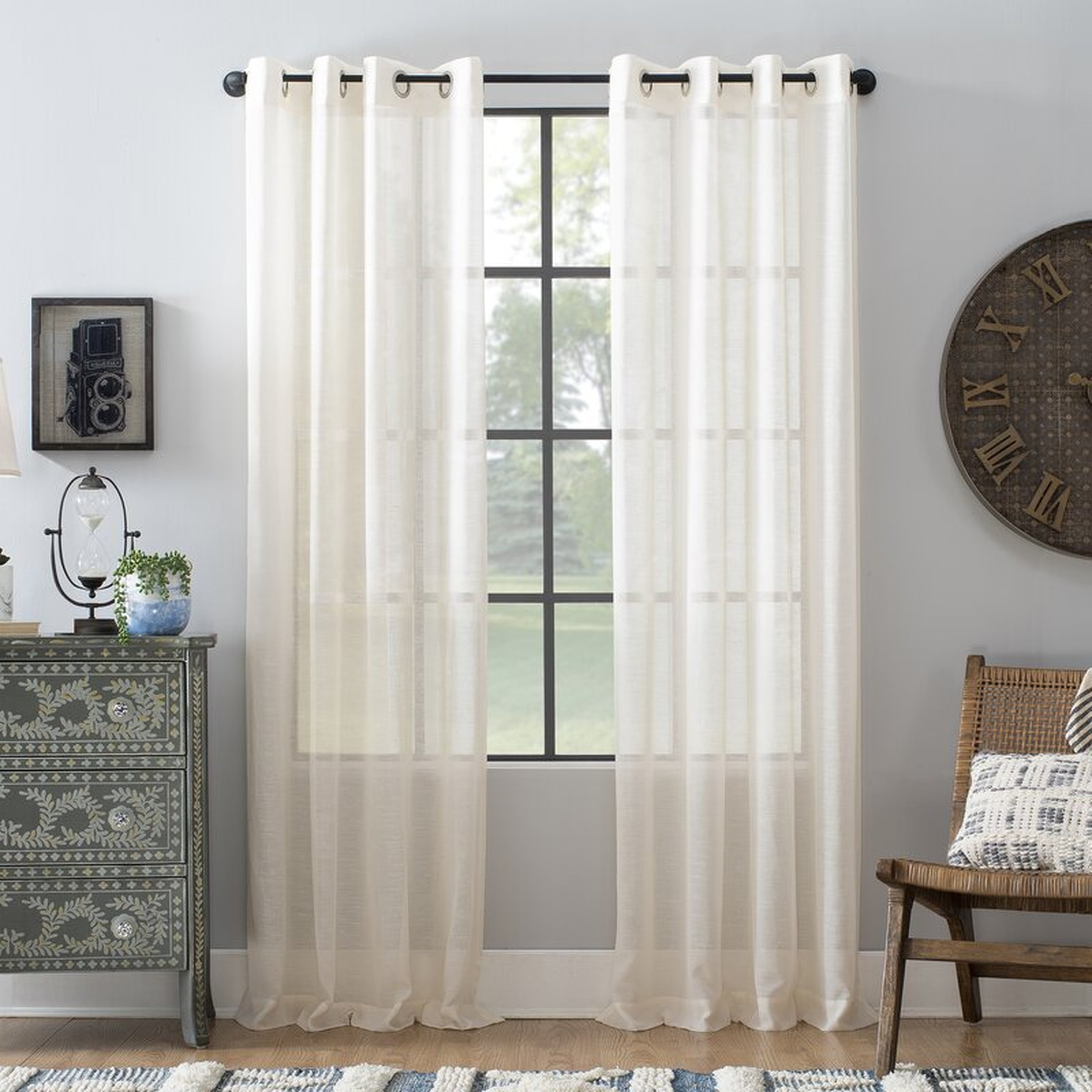 Giacomina Linen Solid Color Sheer Grommet Single Curtain Panel - Wayfair