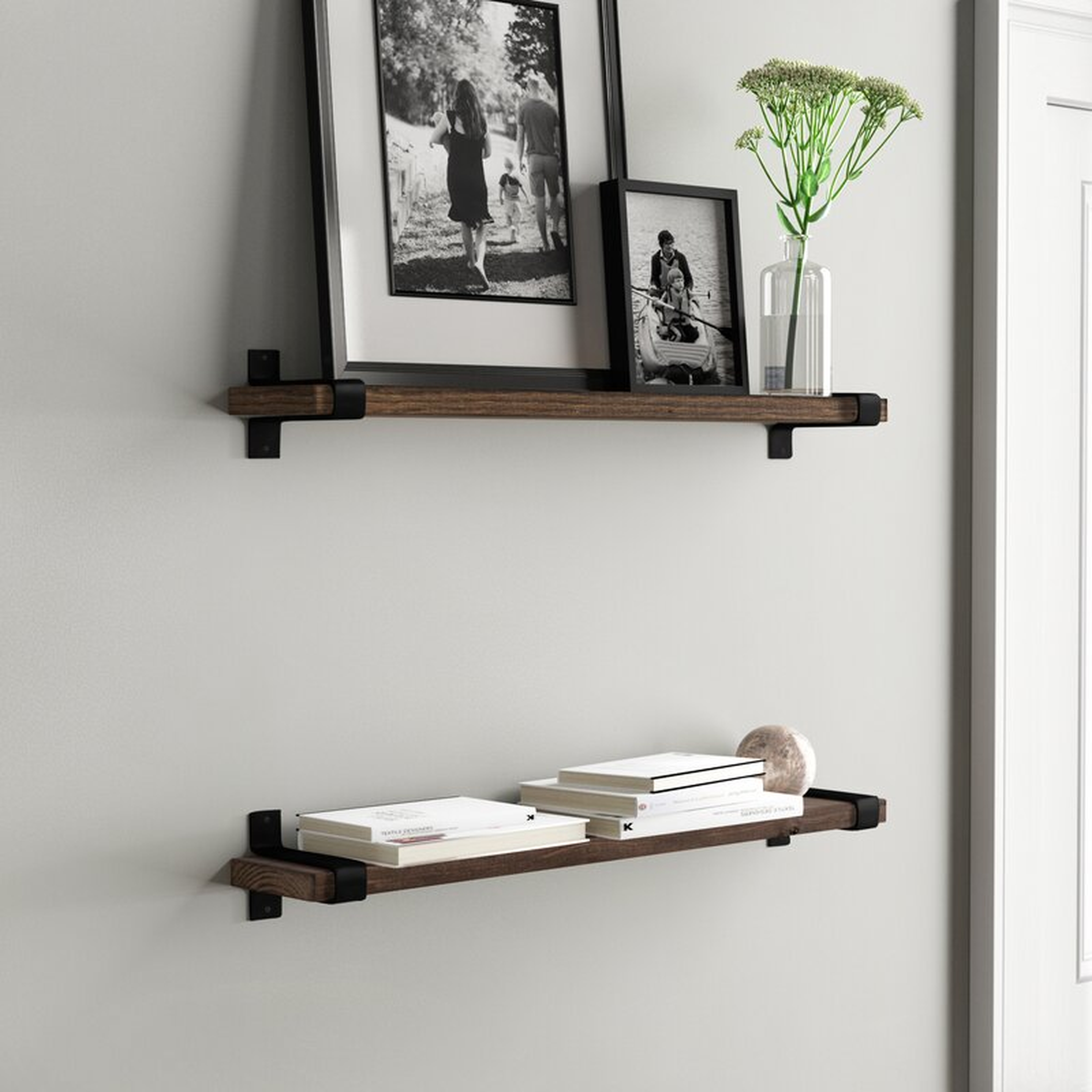 Abasi 2 Piece Pine Solid Wood Bracket Wall Shelf - Wayfair