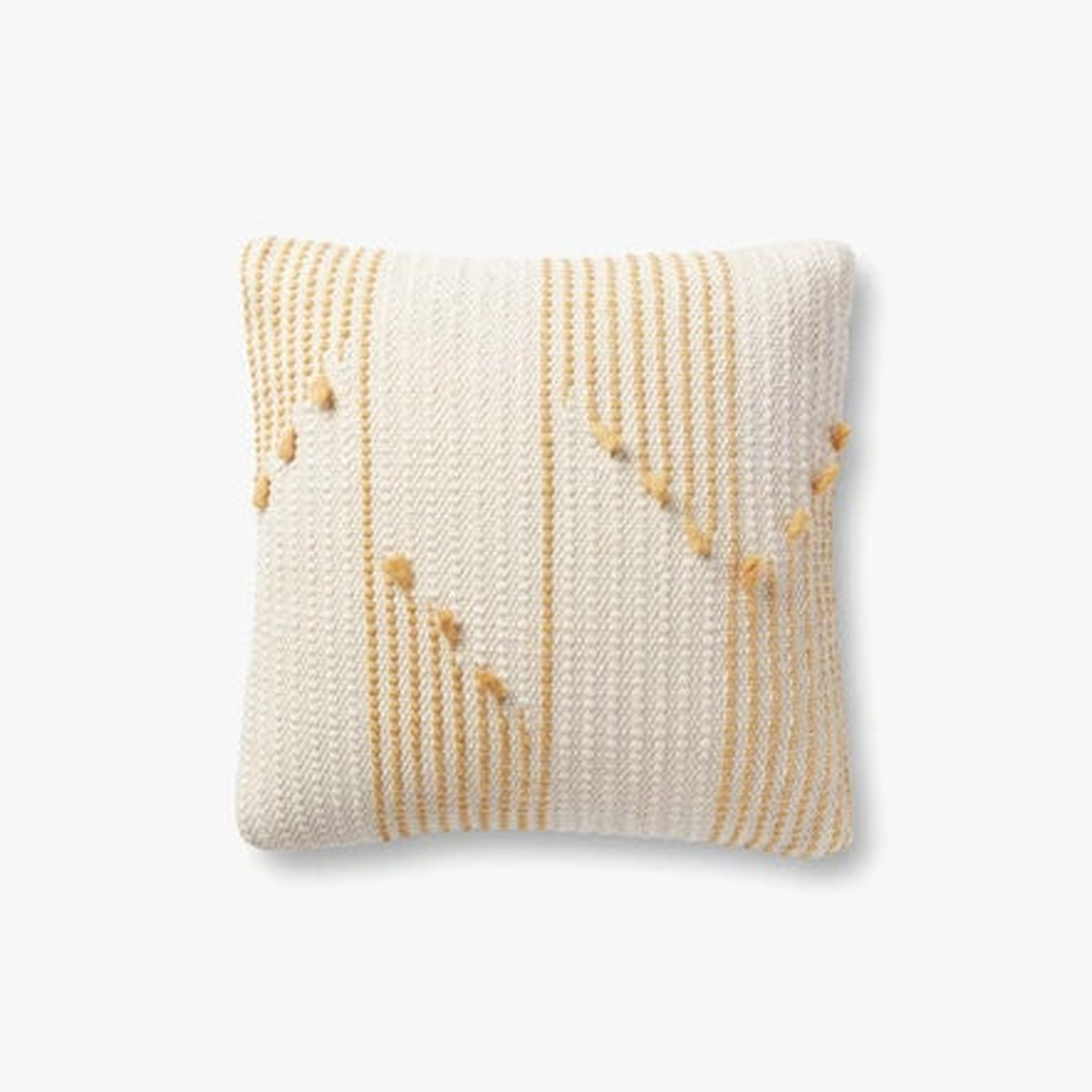 PILLOWS P1156 IVORY / GOLD 18" x 18" Cover w/Down - Magnolia Home by Joana Gaines Crafted by Loloi Rugs
