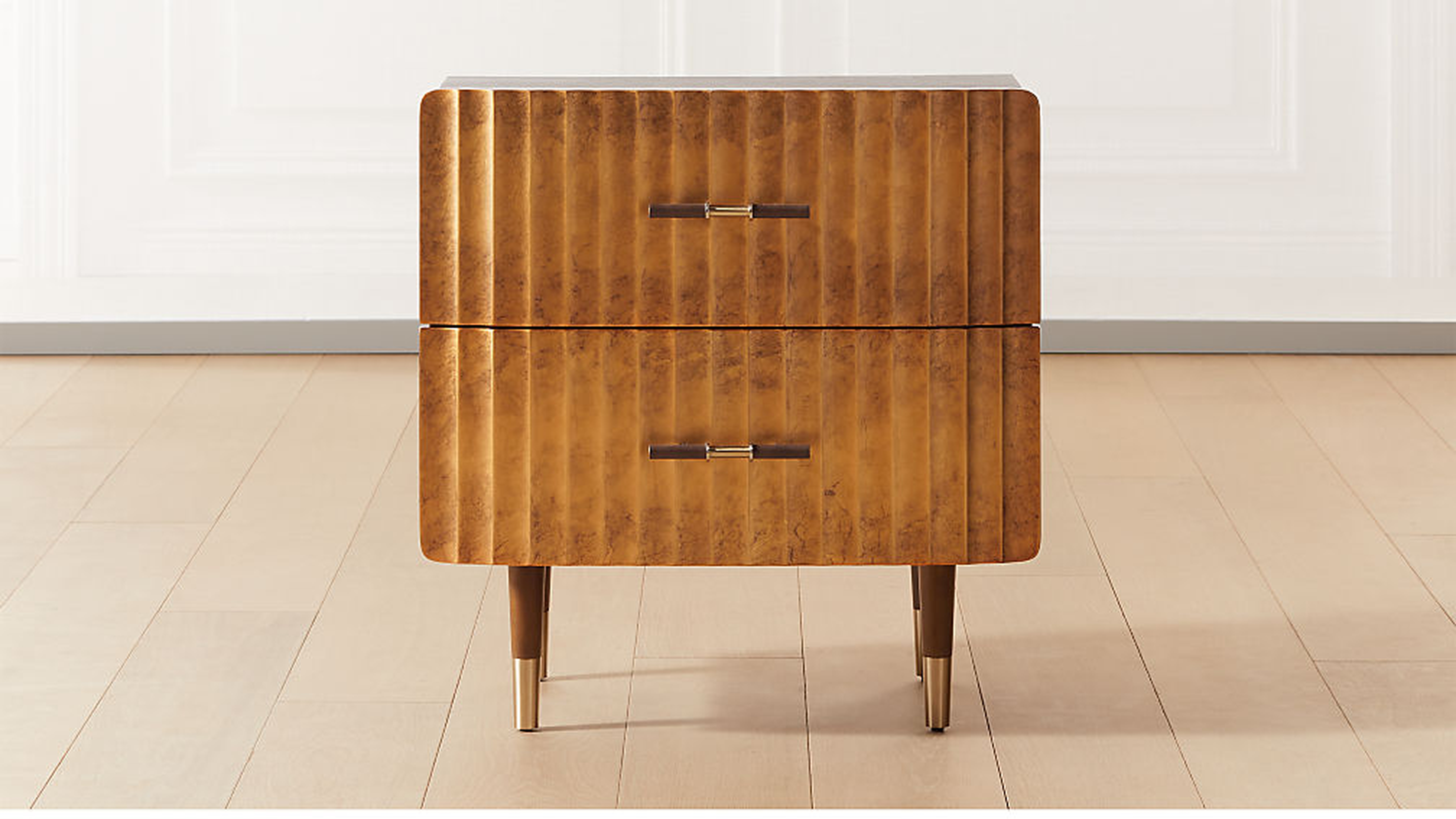 Crimped Gold Leaf Nightstand - CB2