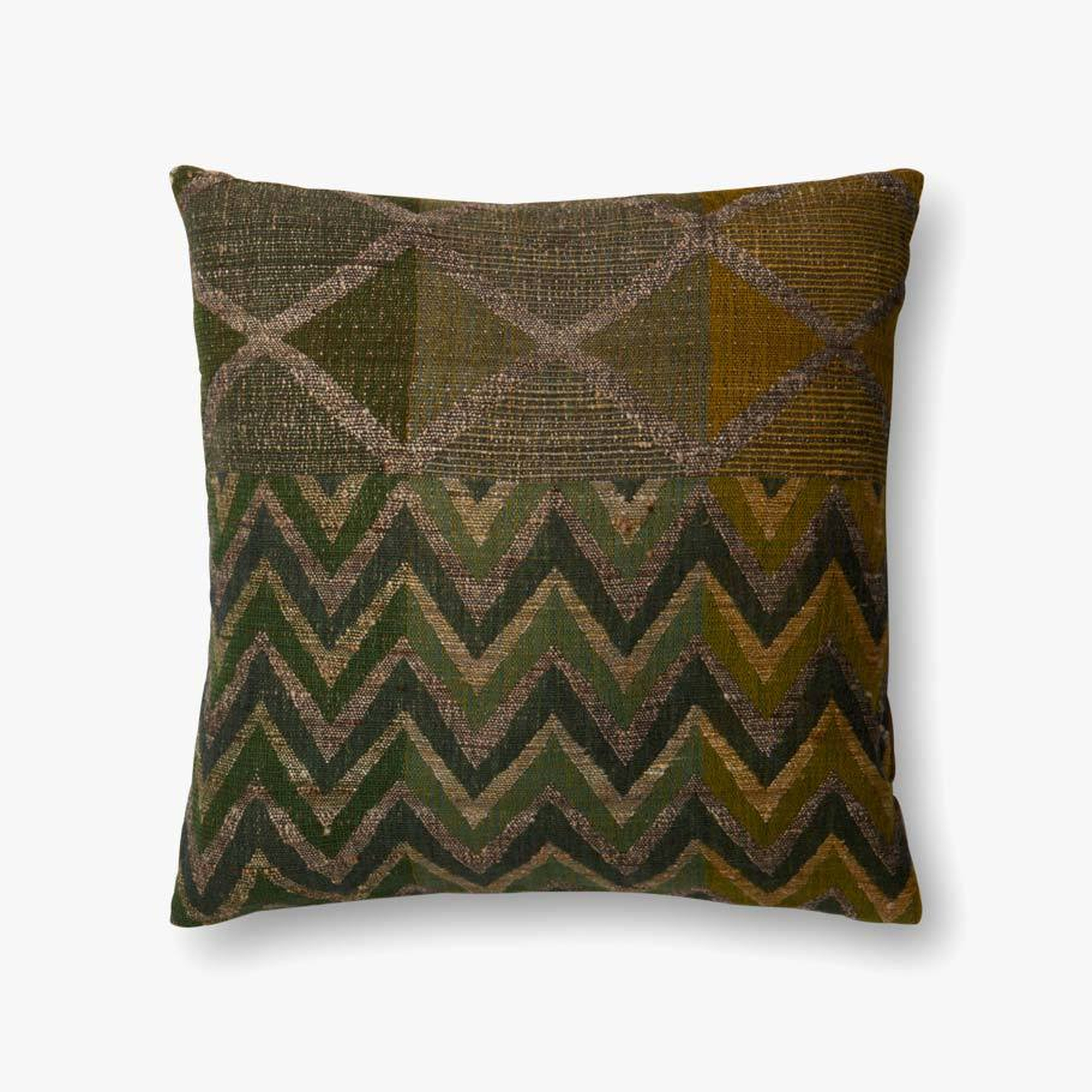 P4032 GREEN / MULTI 22" x 22" Pillow Cover w/Poly - ED Ellen DeGeneres Crafted by Loloi Rugs