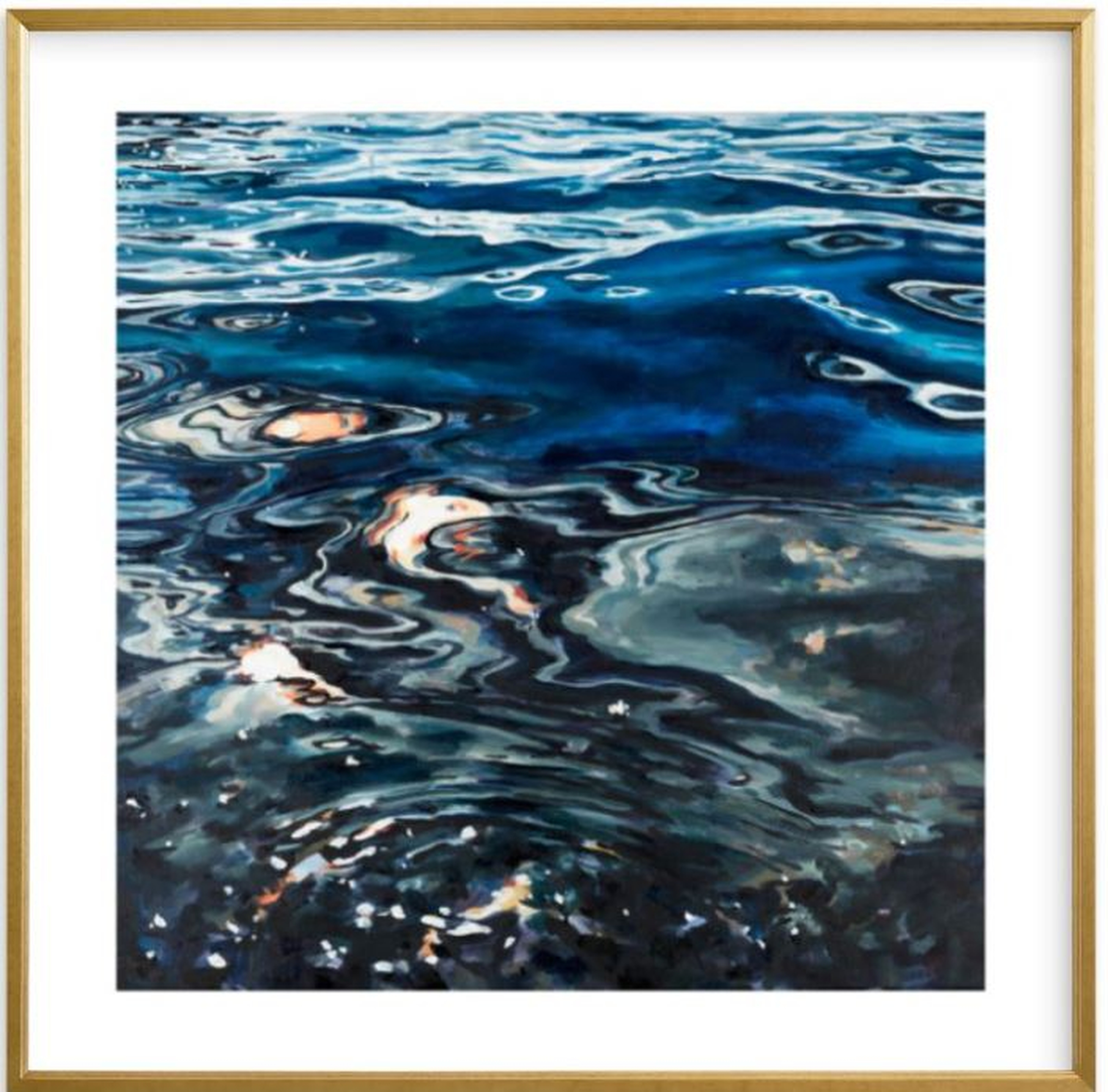 silver sea - 30 X 30, white border, gilded wood frame - Minted