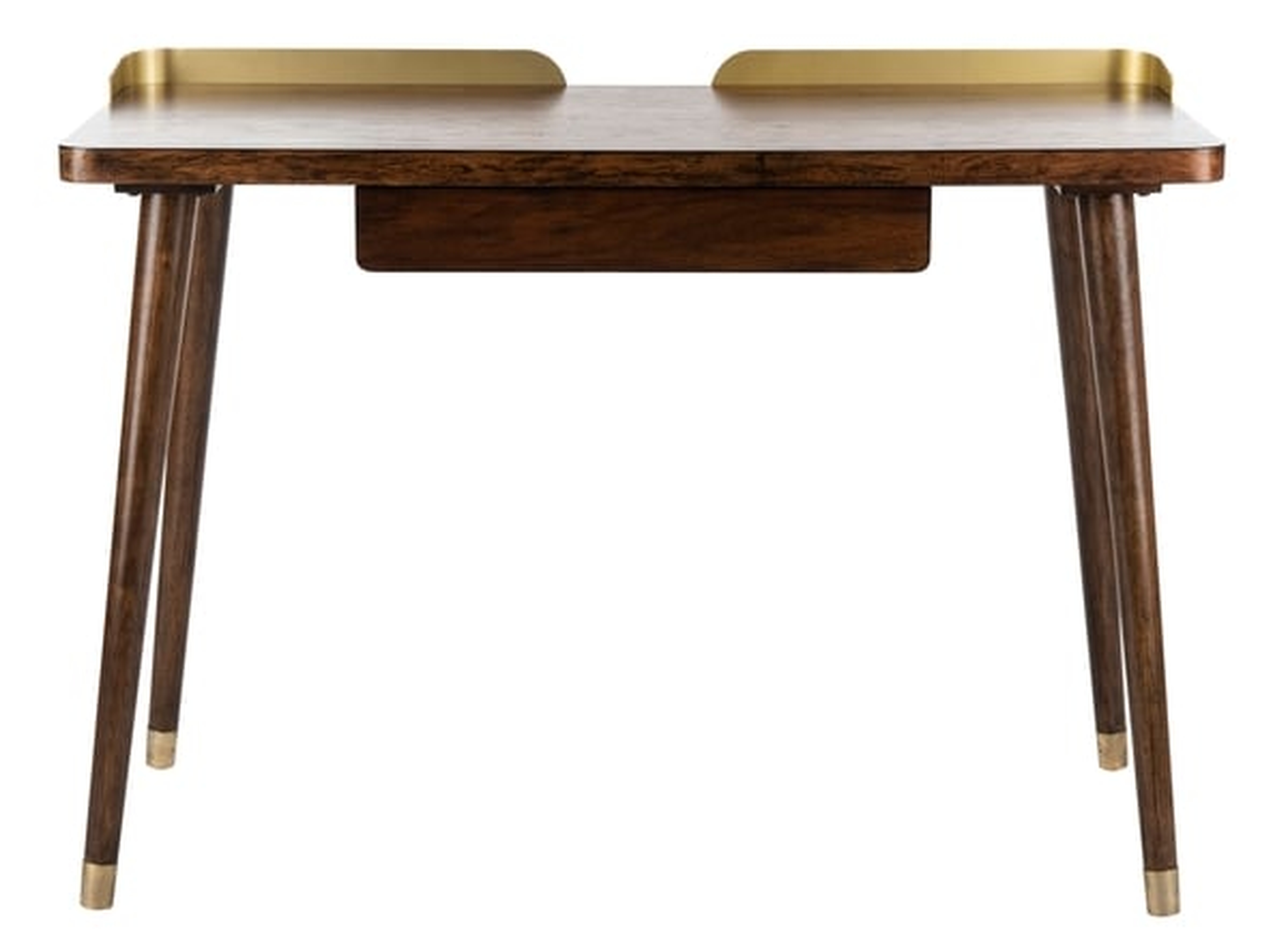 Parker 1 Drawer Desk - Walnut/Gold - Arlo Home - Arlo Home