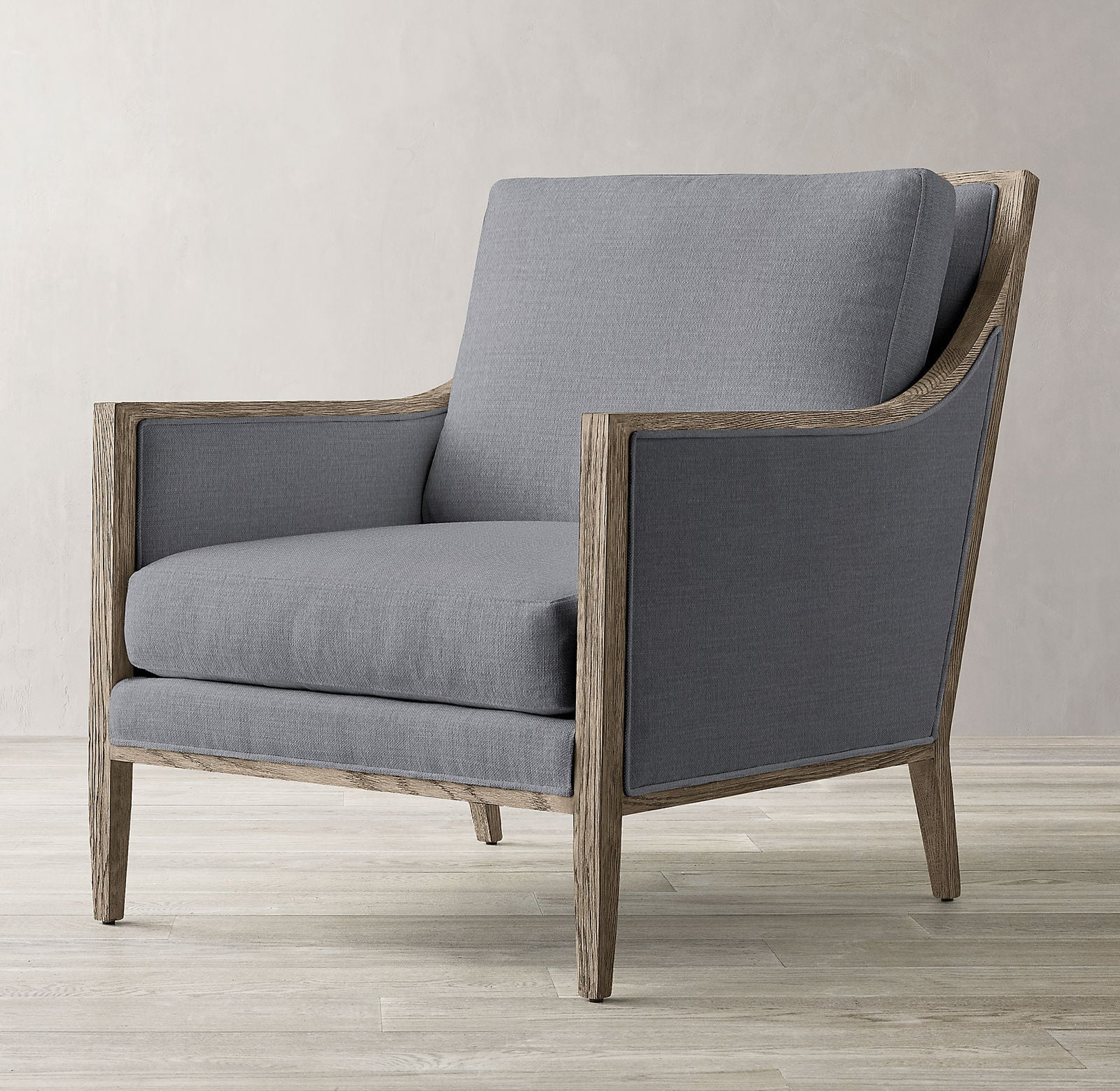 FRENCH CONTEMPORARY SLOPE ARM LOW BACK CHAIR- Carbon - RH