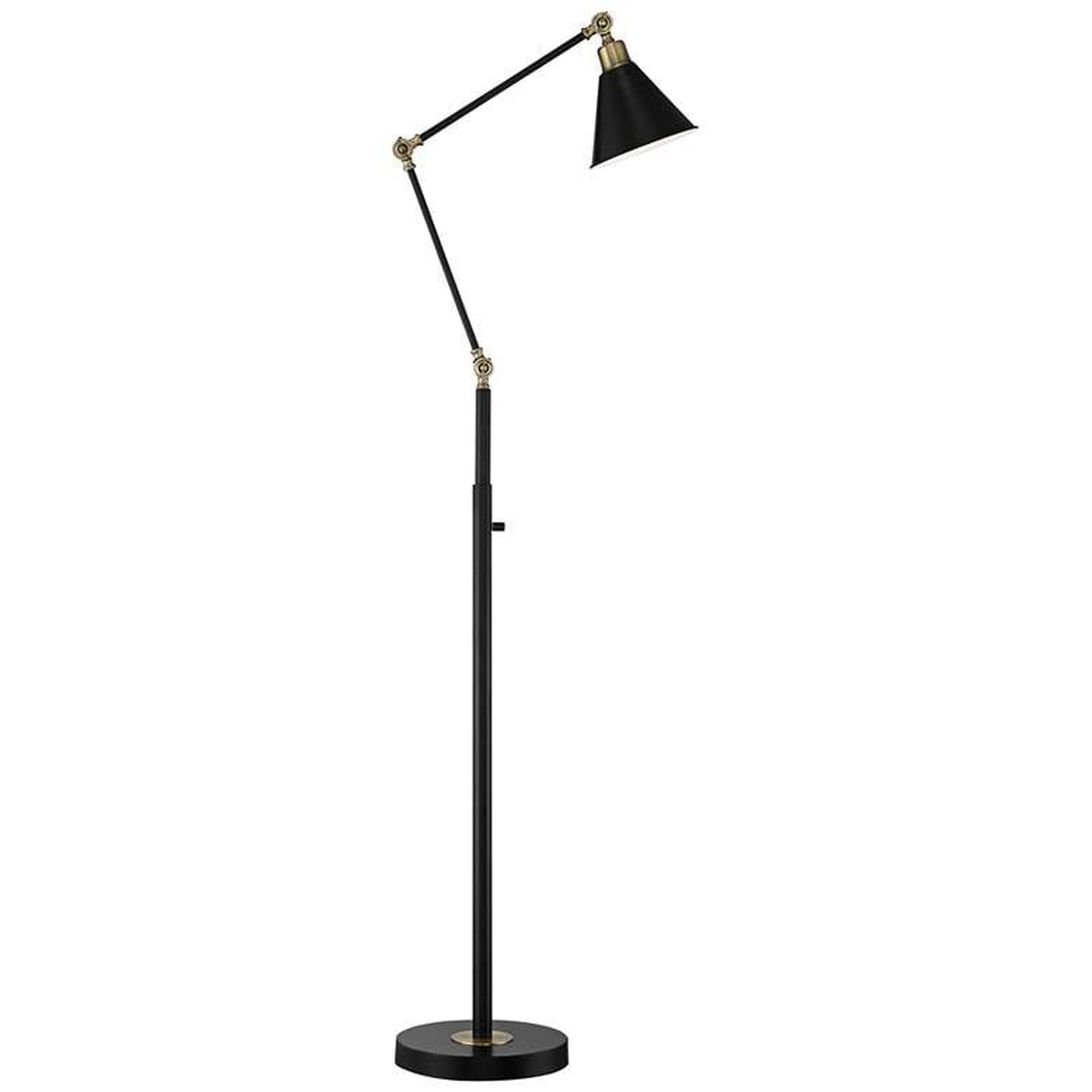 Wray Black and Antique Brass Adjustable Floor Lamp - Lamps Plus