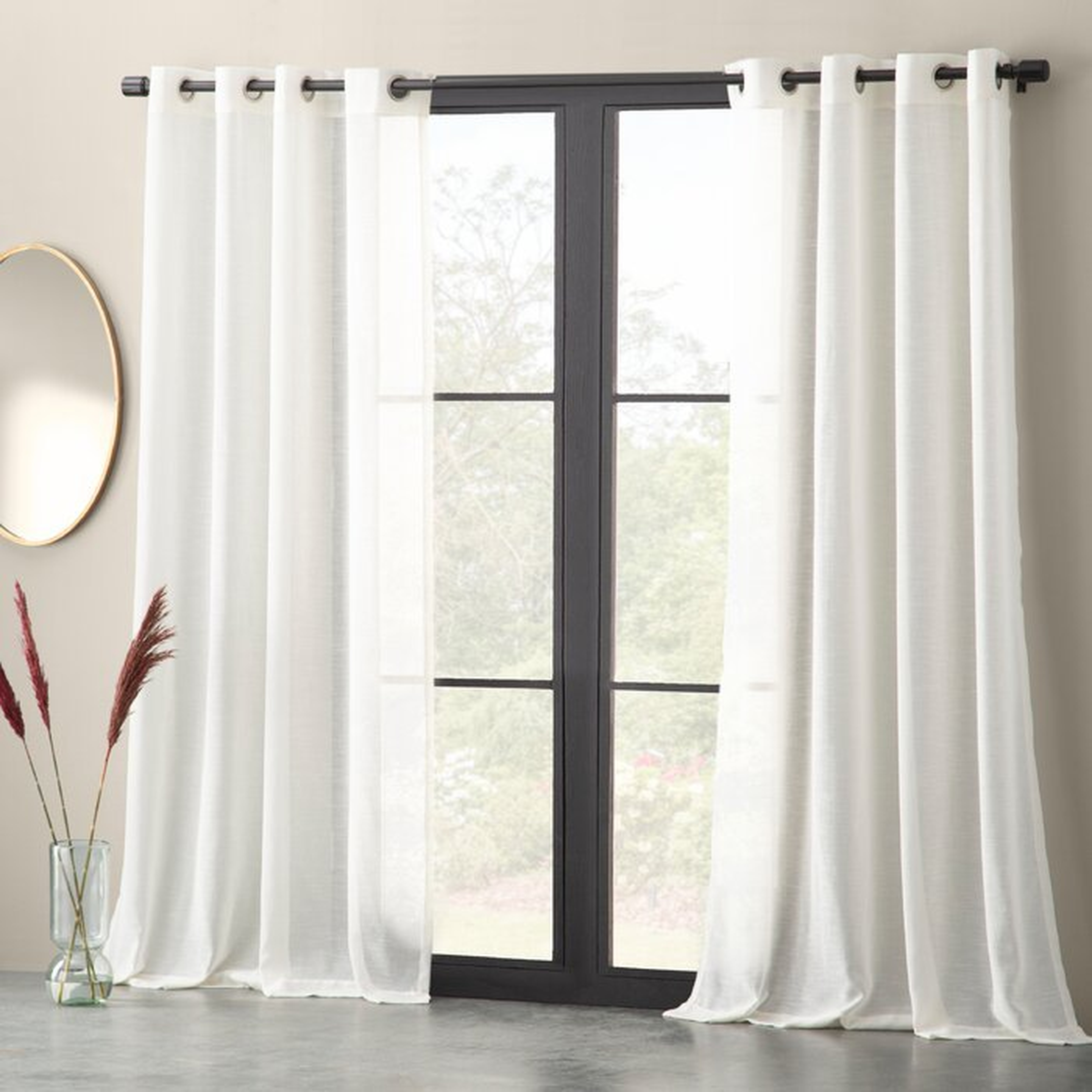 Linen Solid Color Sheer Grommet Curtain Panel - Wayfair