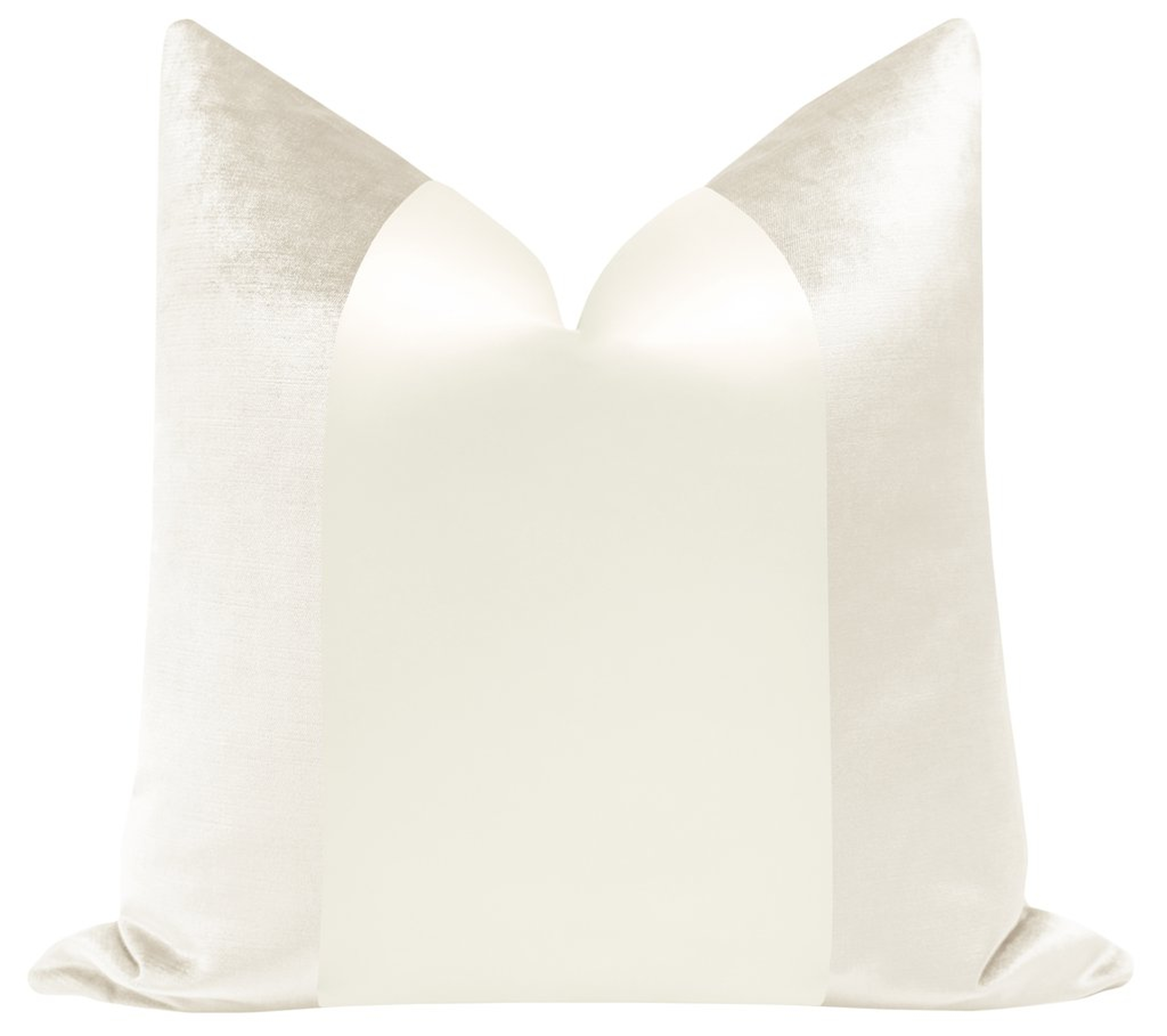 Panel Monochromatic Faux Silk Velvet Throw Pillow Cover, Alabaster, 18"x18" - Little Design Company