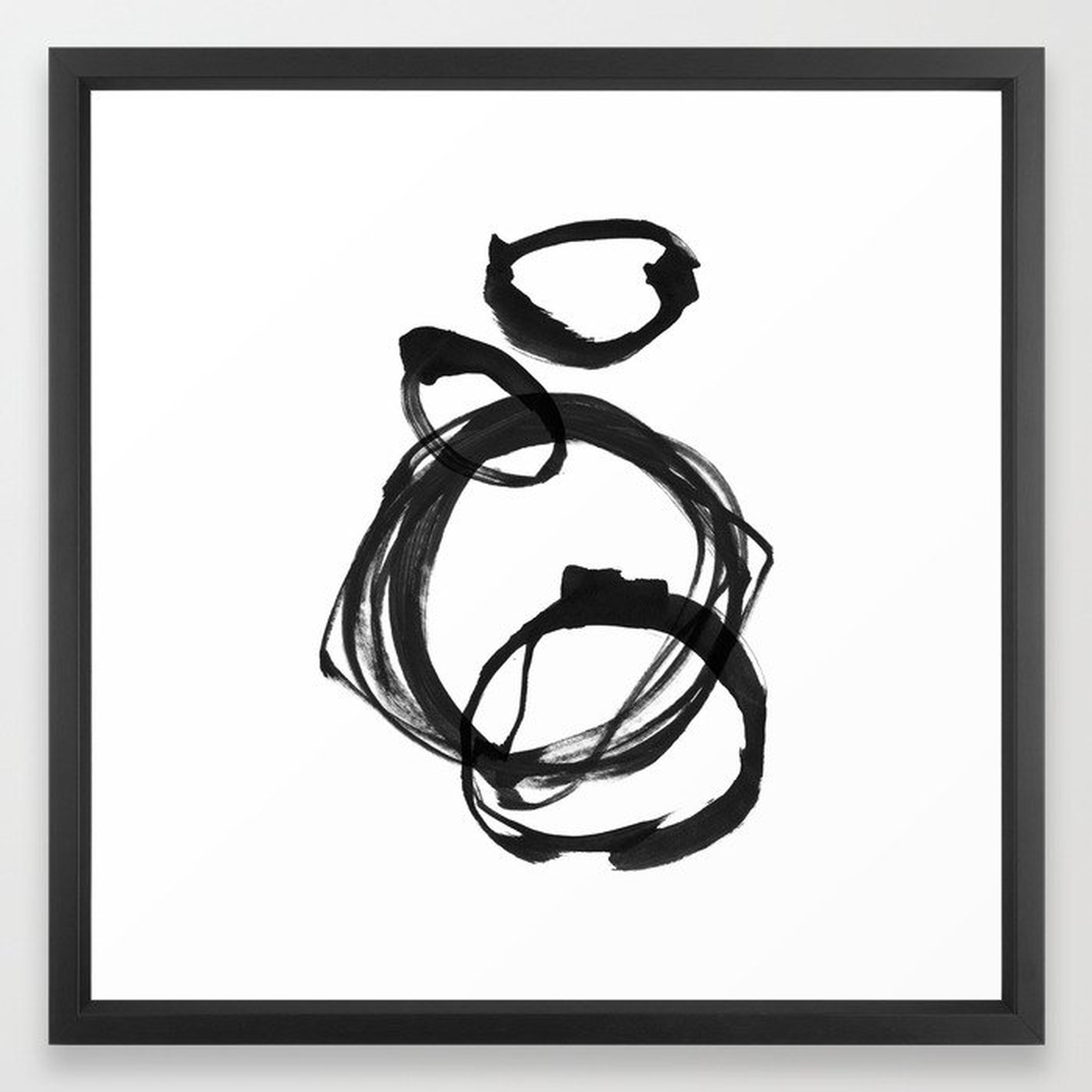 Black Ink Geometric Abstract Painting Rings 3 Framed Art Print by GalleryJ9 - Society6