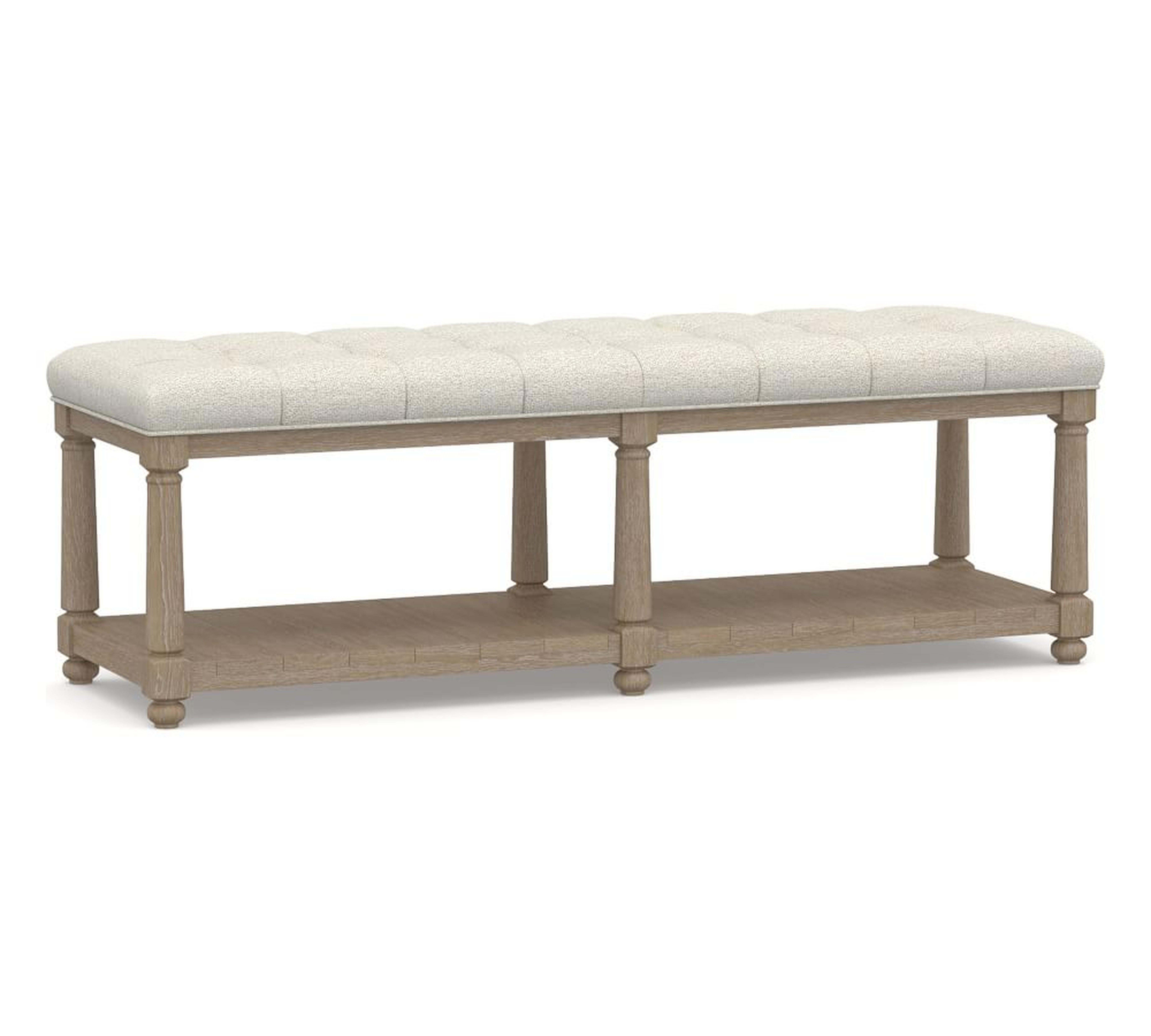 Berlin Tufted Upholstered Bench, Performance Boucle Oatmeal - Pottery Barn