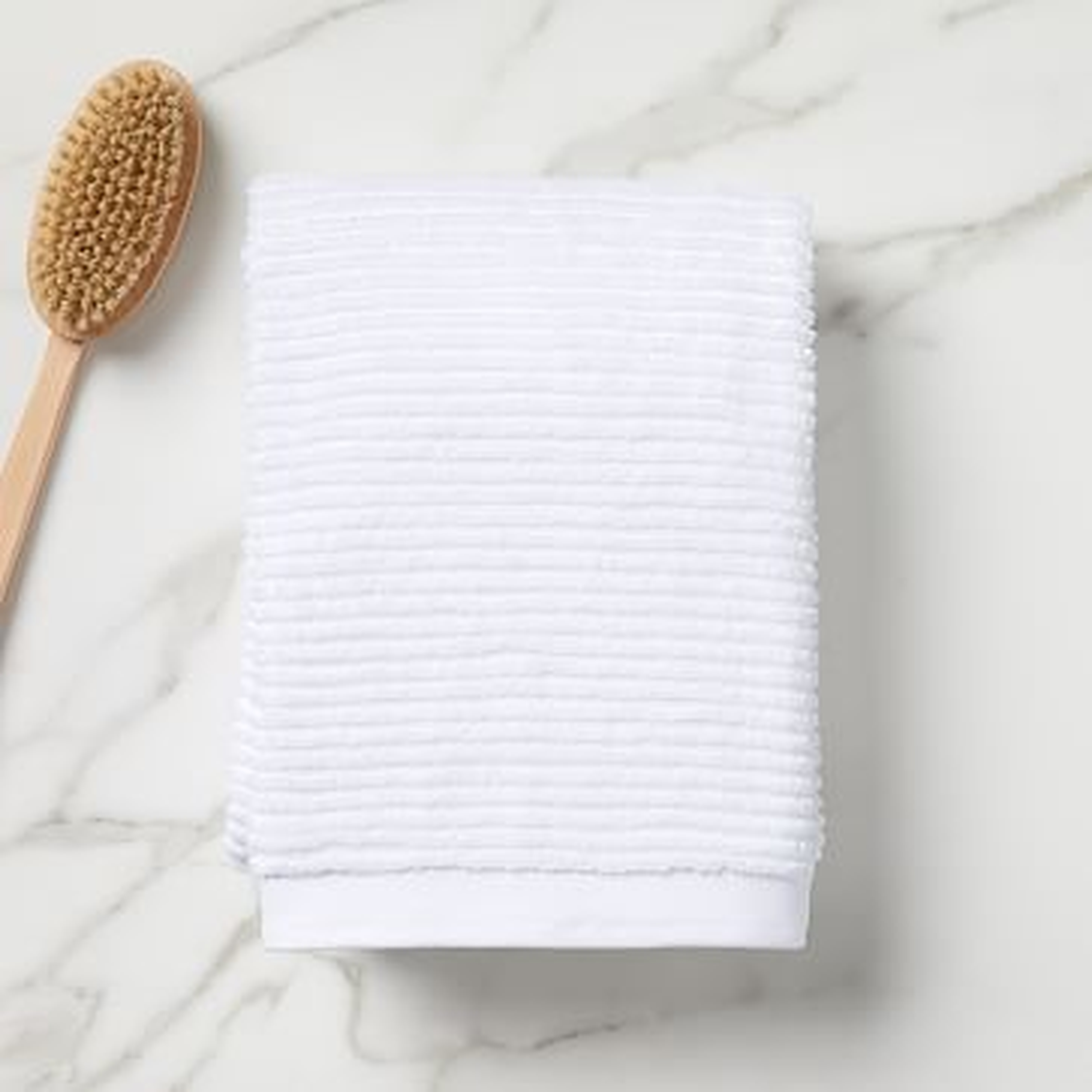 Organic Ribbed Towel, Bath Towel, White - West Elm