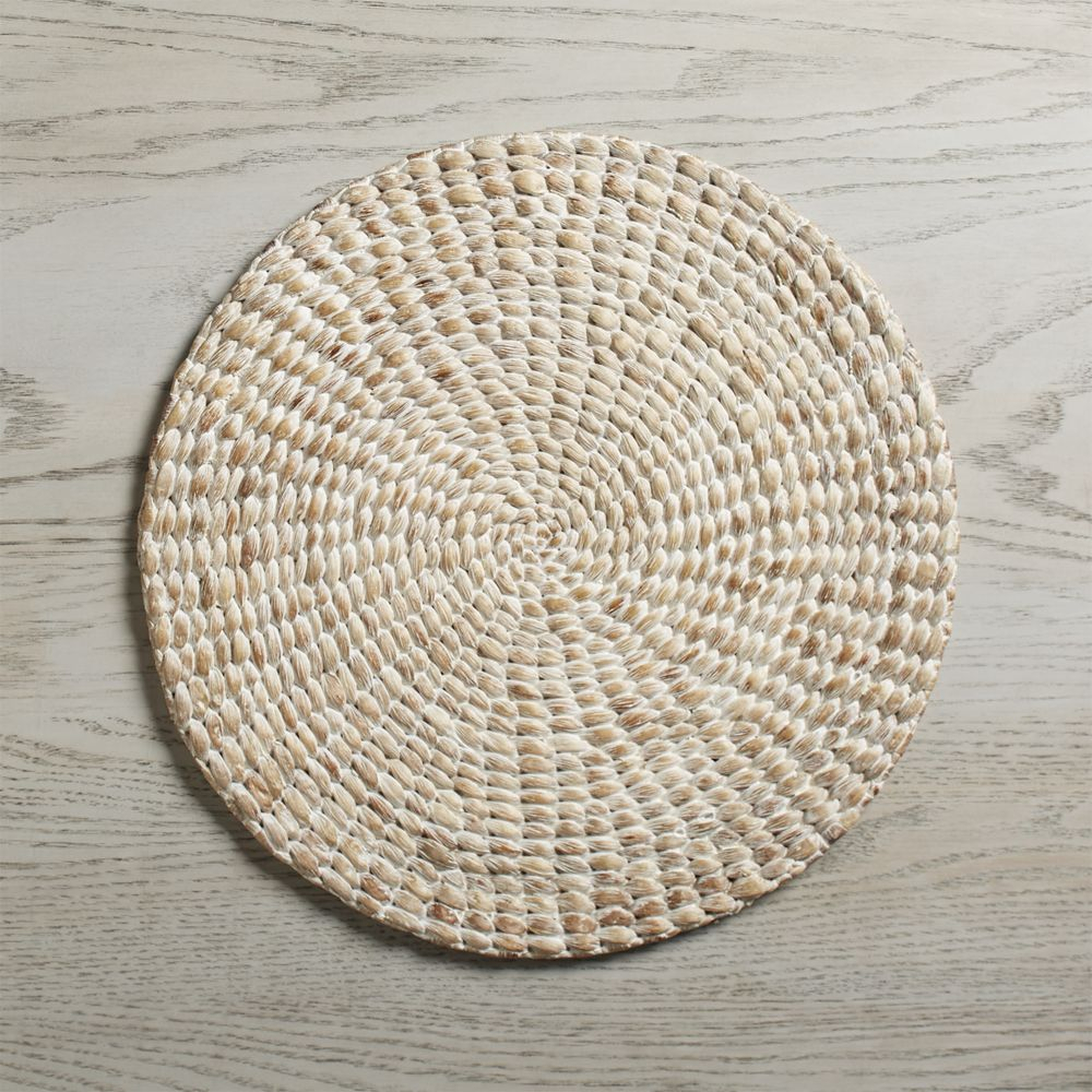Whitewash Water Hyacinth Round Placemat - Crate and Barrel