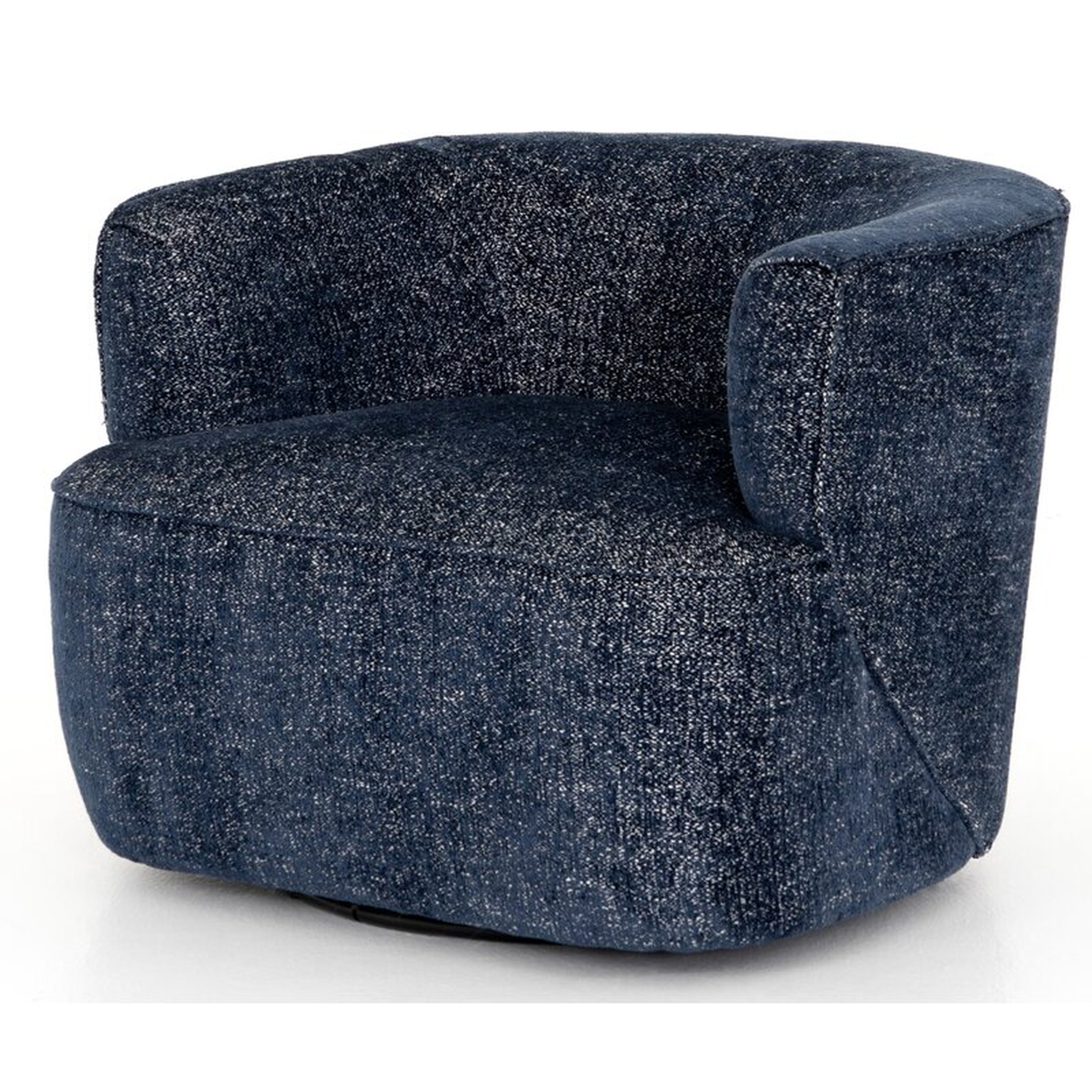 Atelier 35" W Polyester Blend Swivel Barrel Chair / Comal Azure - Perigold