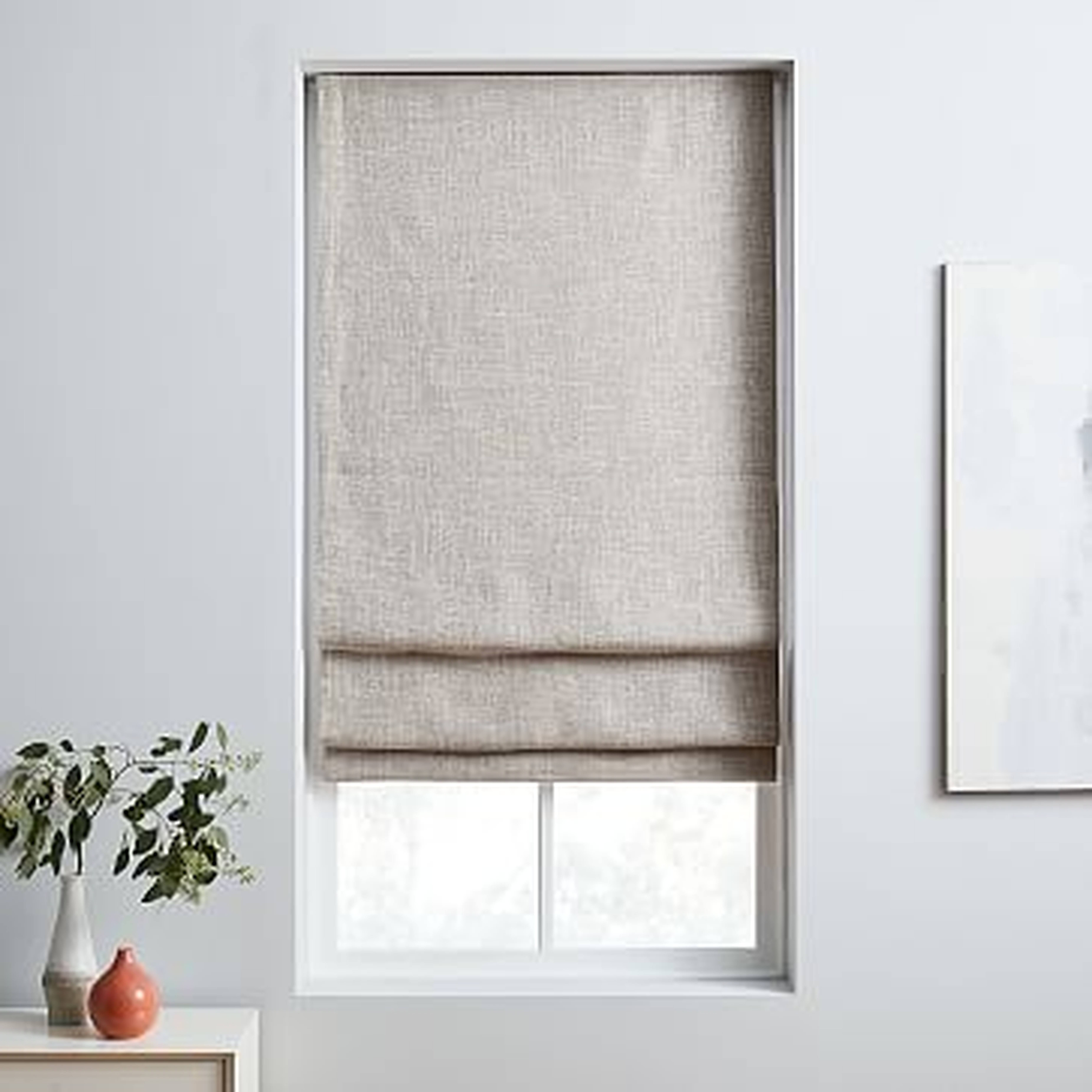 Crossweave Cordless Shade, Blackout Lining, Flax 32"x64" - West Elm