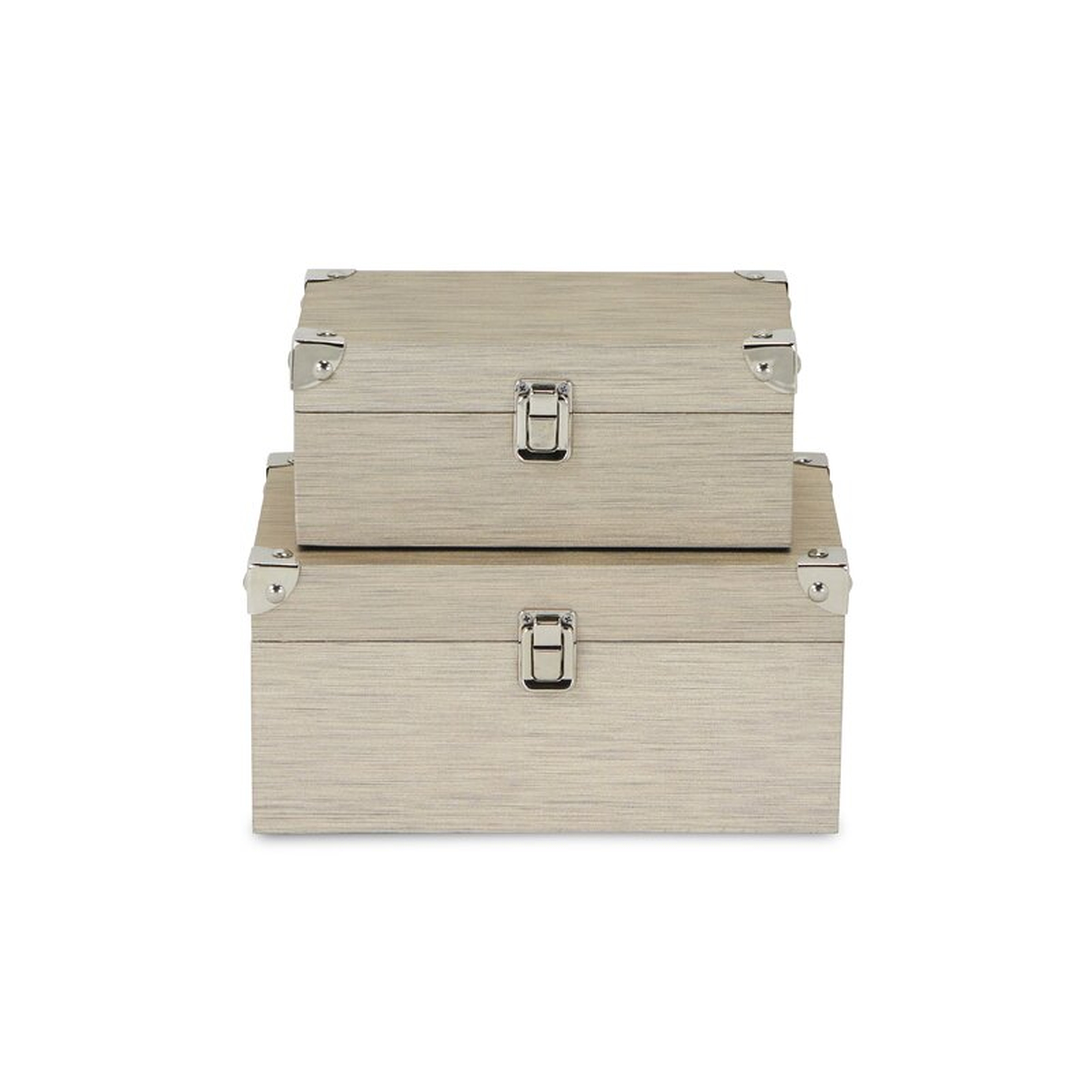 Shimmery Wood 2 Piece Box Set with Chrome Corner Accent - Wayfair