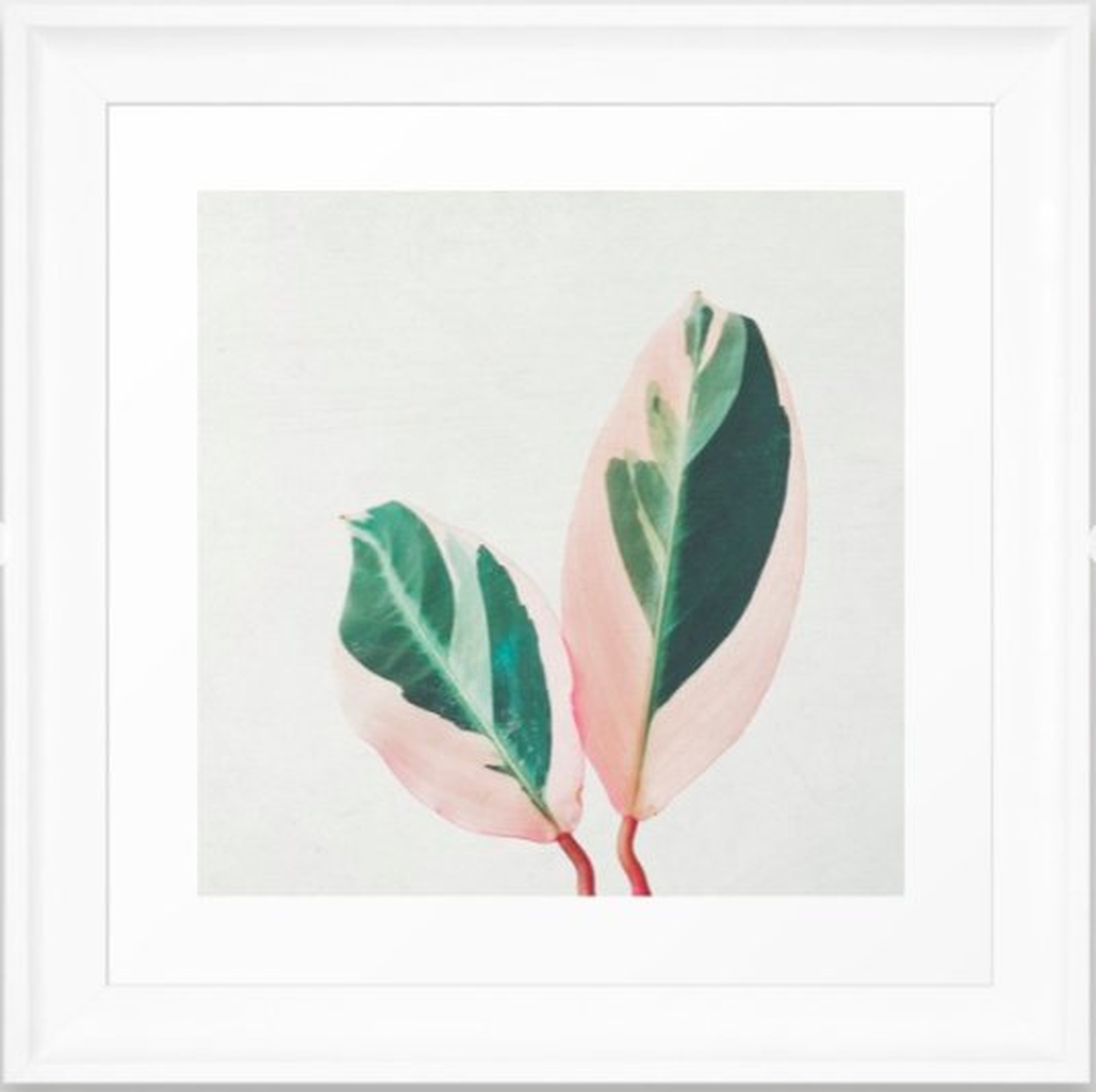 Pink Leaves I Framed Art Print White Frame 12"x12" - Society6