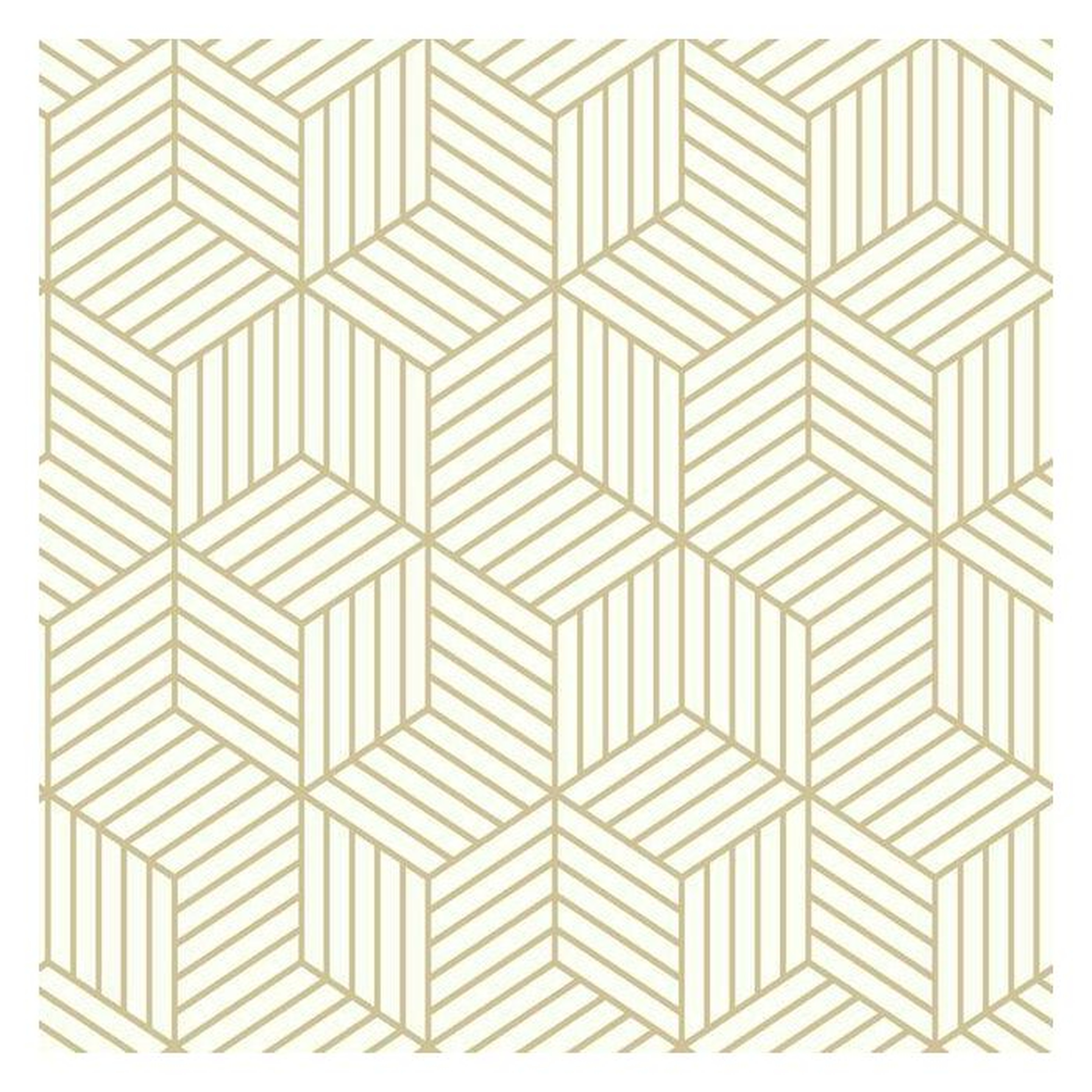 Stripped Hexagon Peel and Stick Wallpaper gold - York Wallcoverings