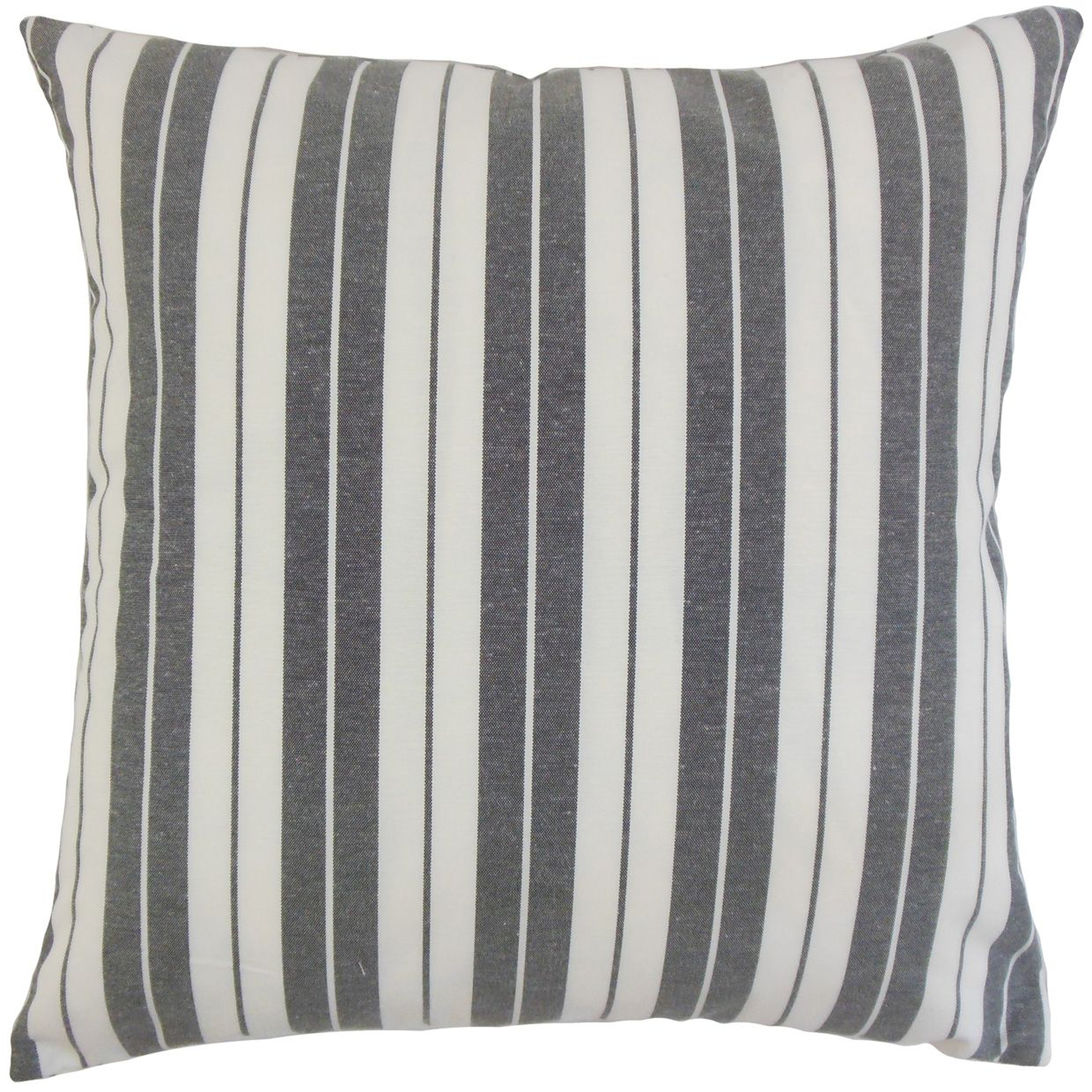 Henley Stripe Pillow, Black, 18" x 18" - Havenly Essentials