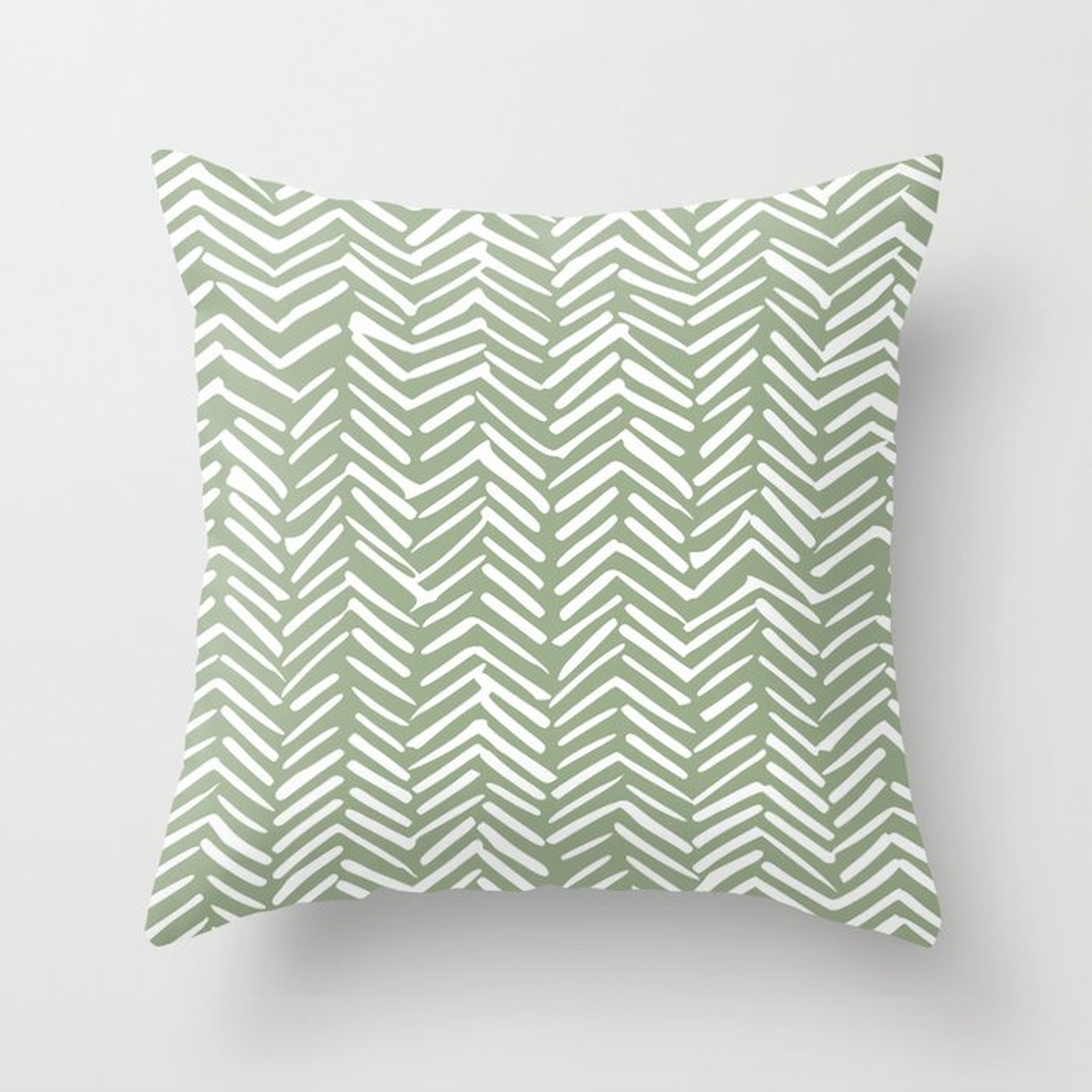 Boho Herringbone Pattern, Sage Green and White Throw Pillow - Society6