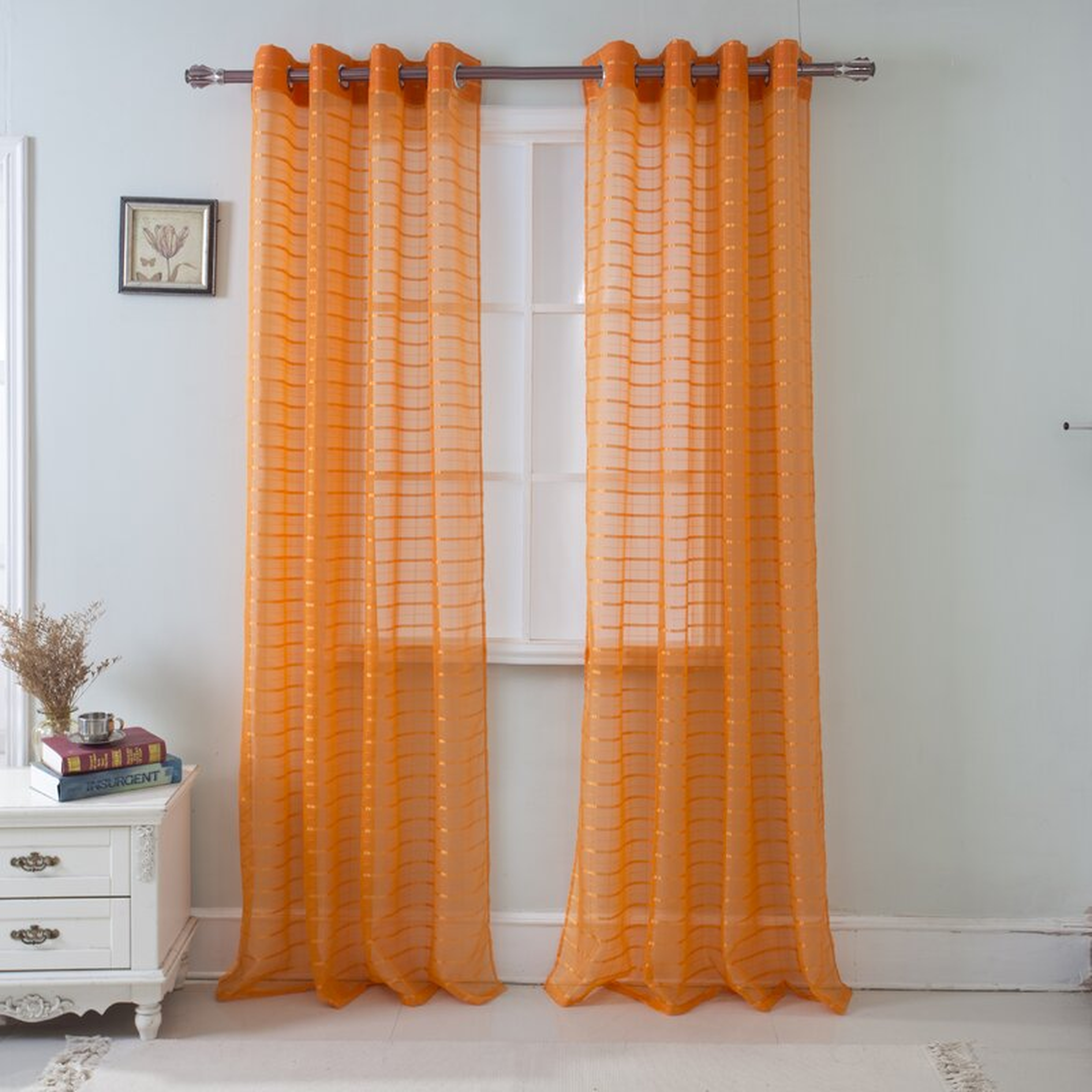 Jardine Plaid Sheer Grommets Single Curtain Panel - Wayfair