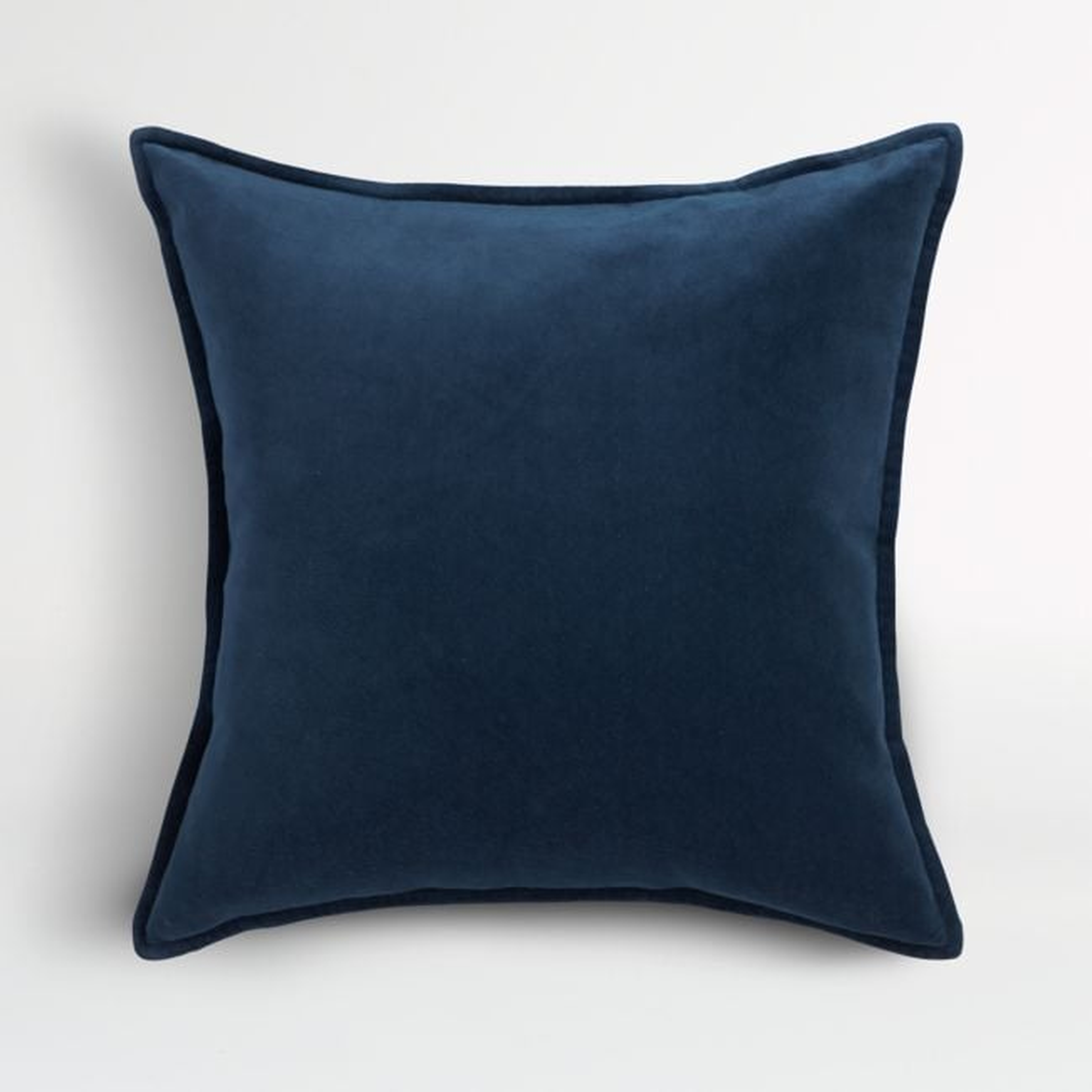 Indigo Blue 20" Washed Cotton Velvet Pillow Cover - Crate and Barrel