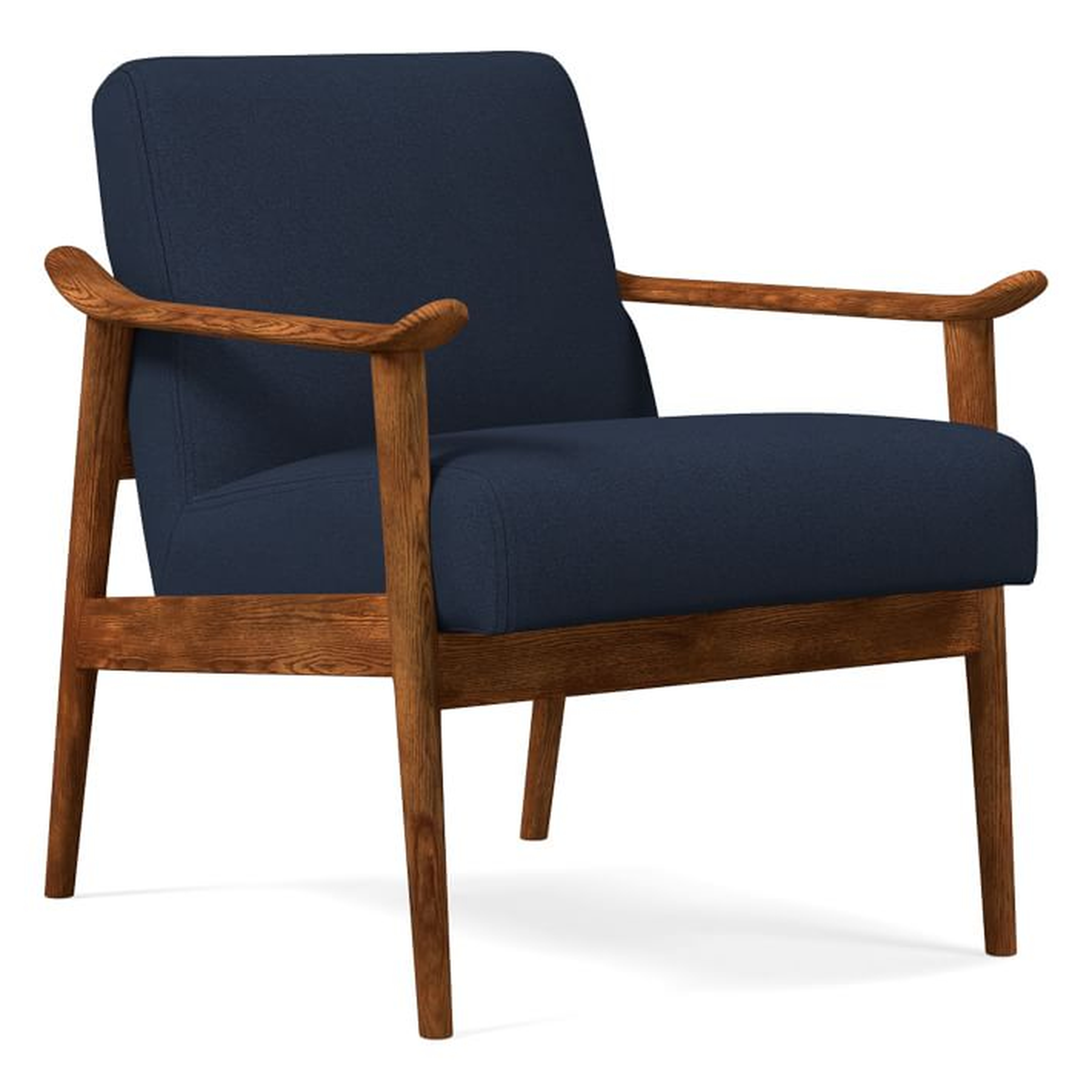 Mid-Century Show Wood Upholstered Chair, Regal Blue, Twill - West Elm