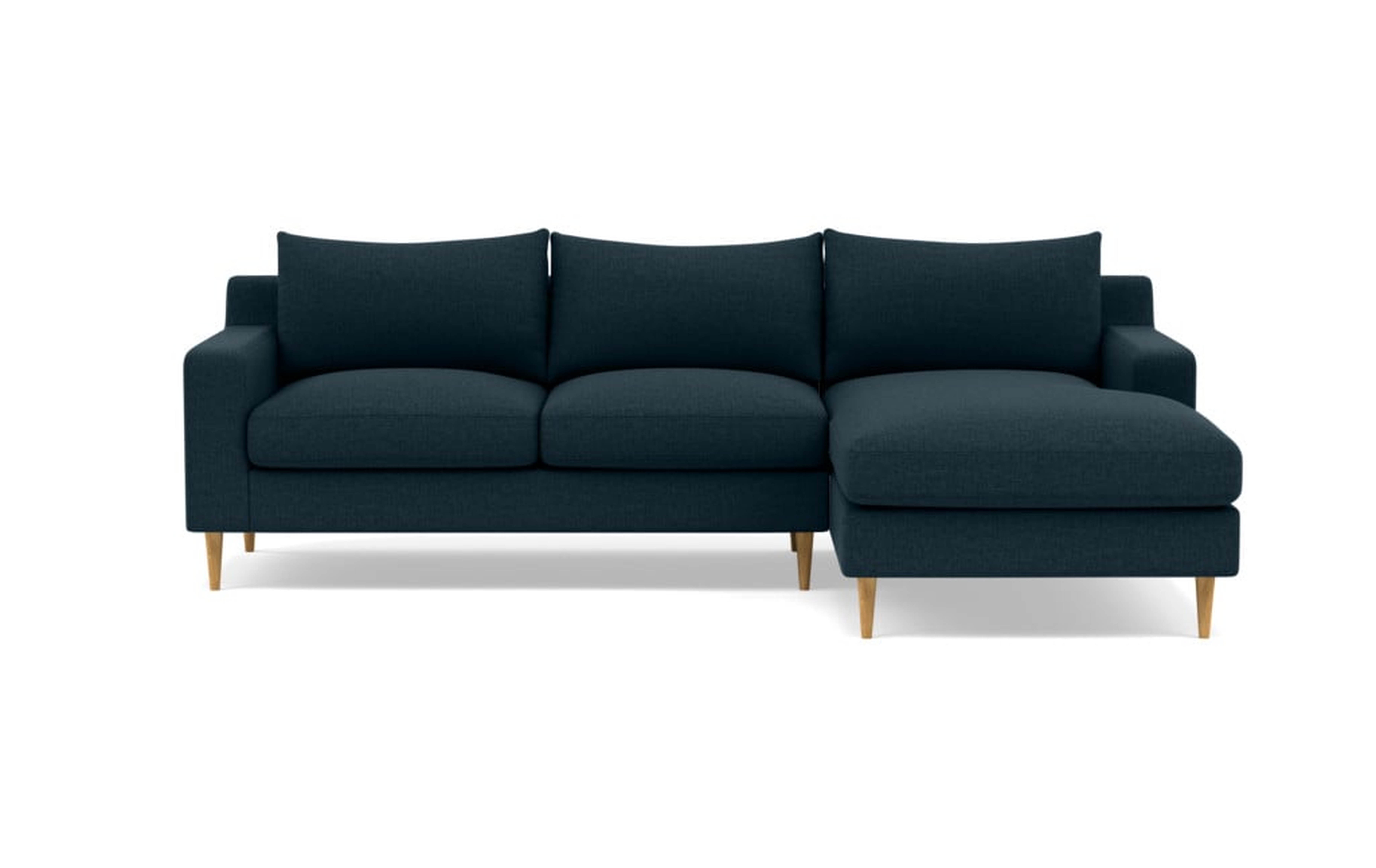 SLOAN Right Chaise Sectional-union Natural Oak Tapered Round Wood legs - Interior Define