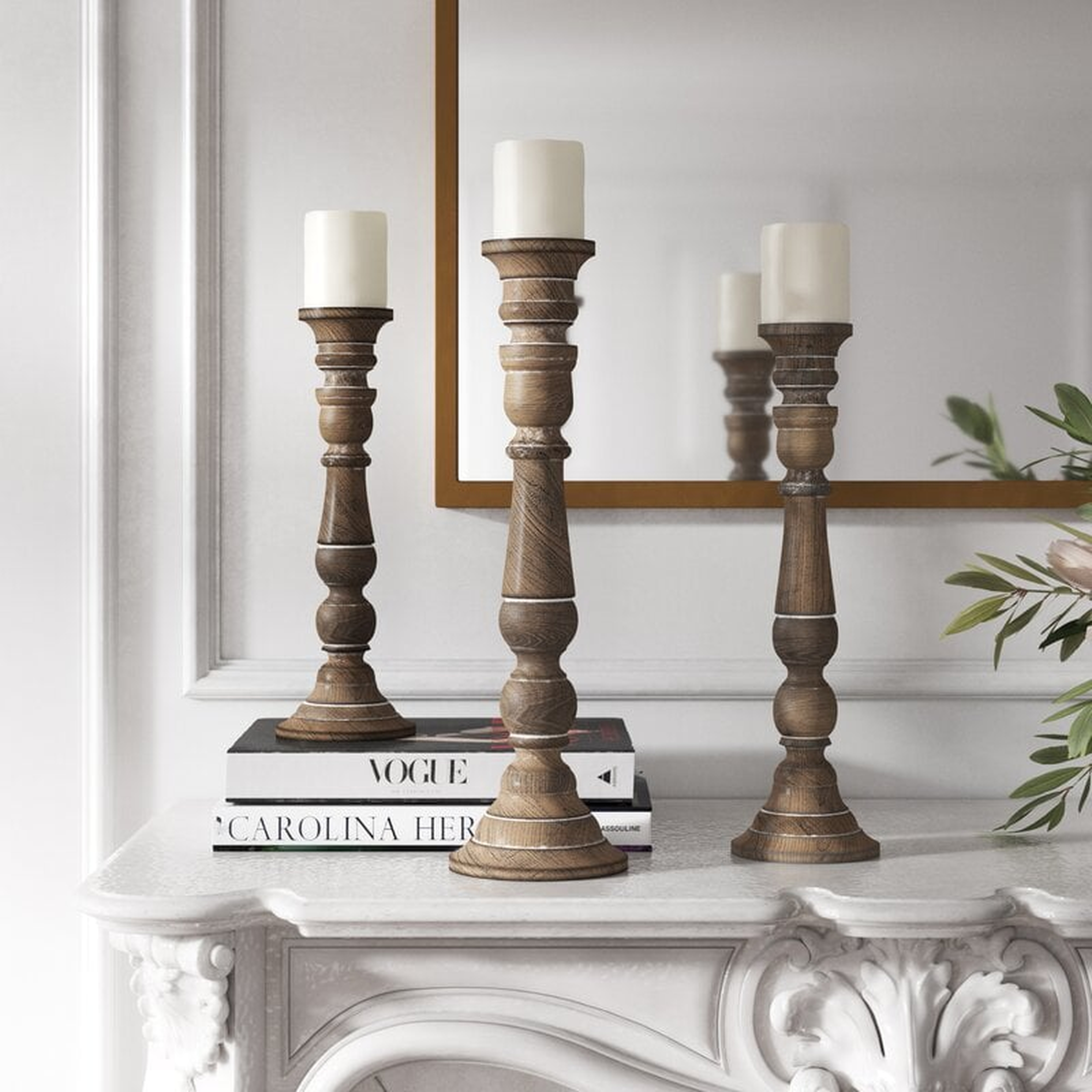 Hudson 3 Piece Wood Tabletop Candlestick Set - Wayfair