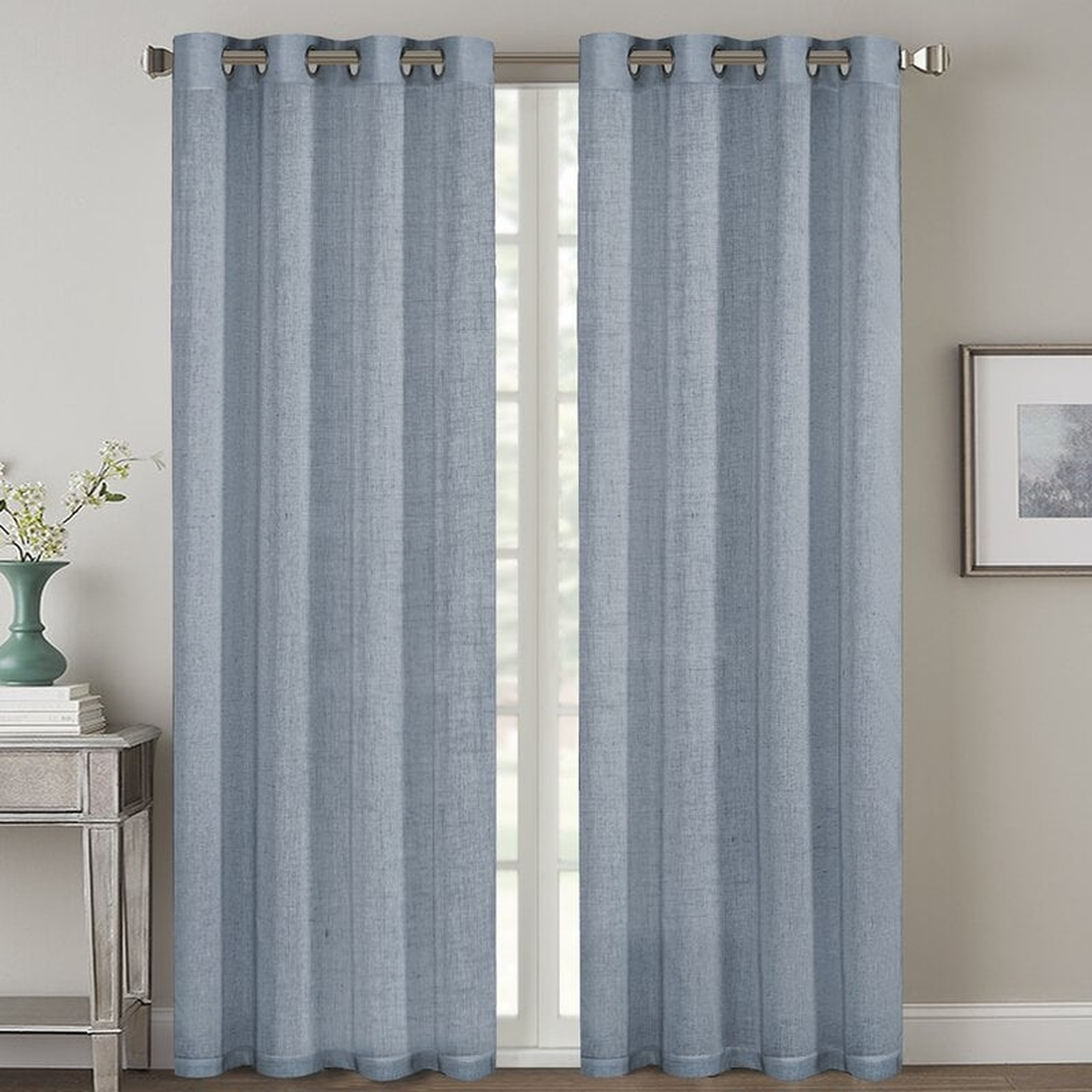 Lyla Linen Solid Color Semi-Sheer Grommet Curtain Panels (Set of 2) - Wayfair
