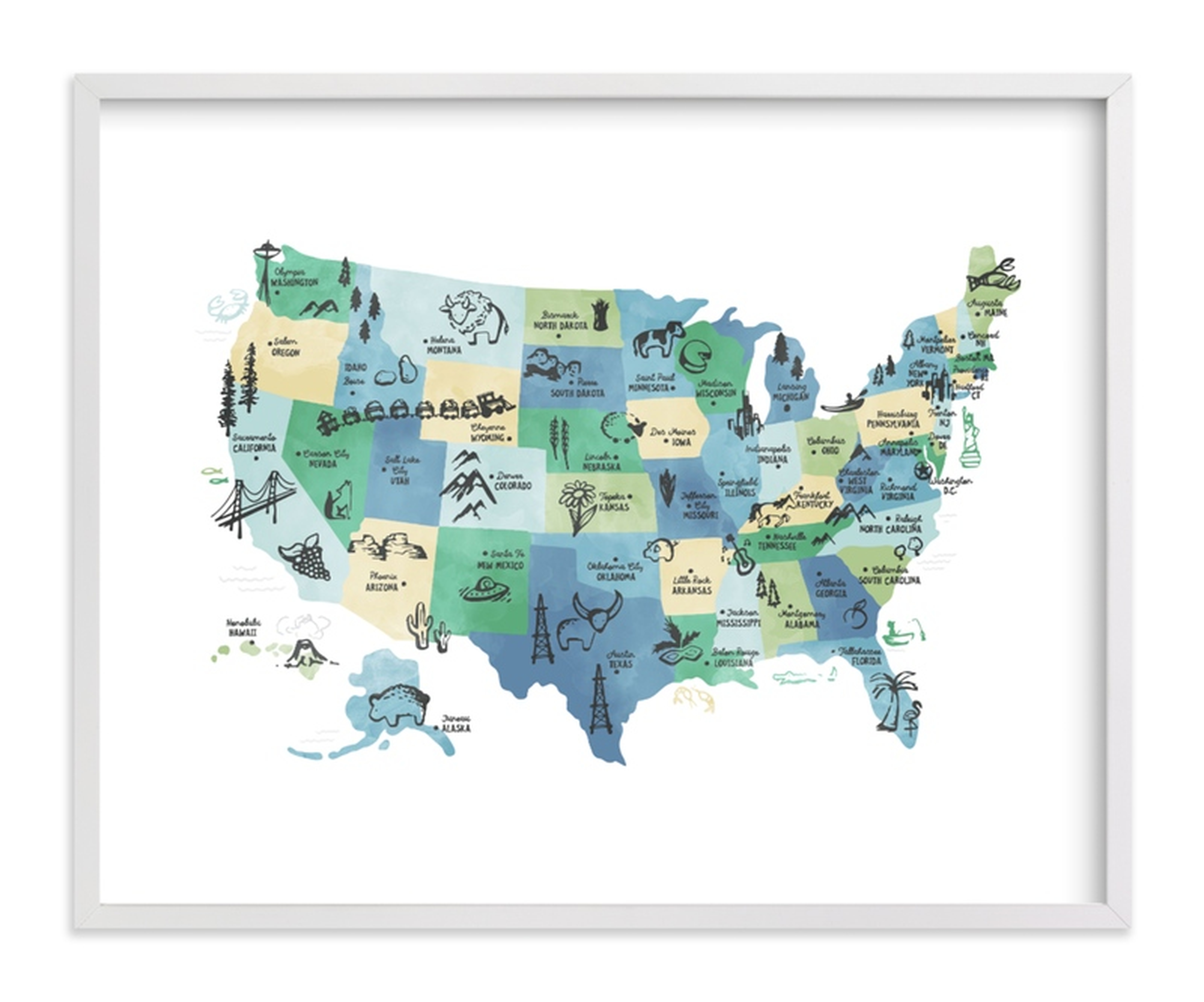 Retro United States Map - Minted