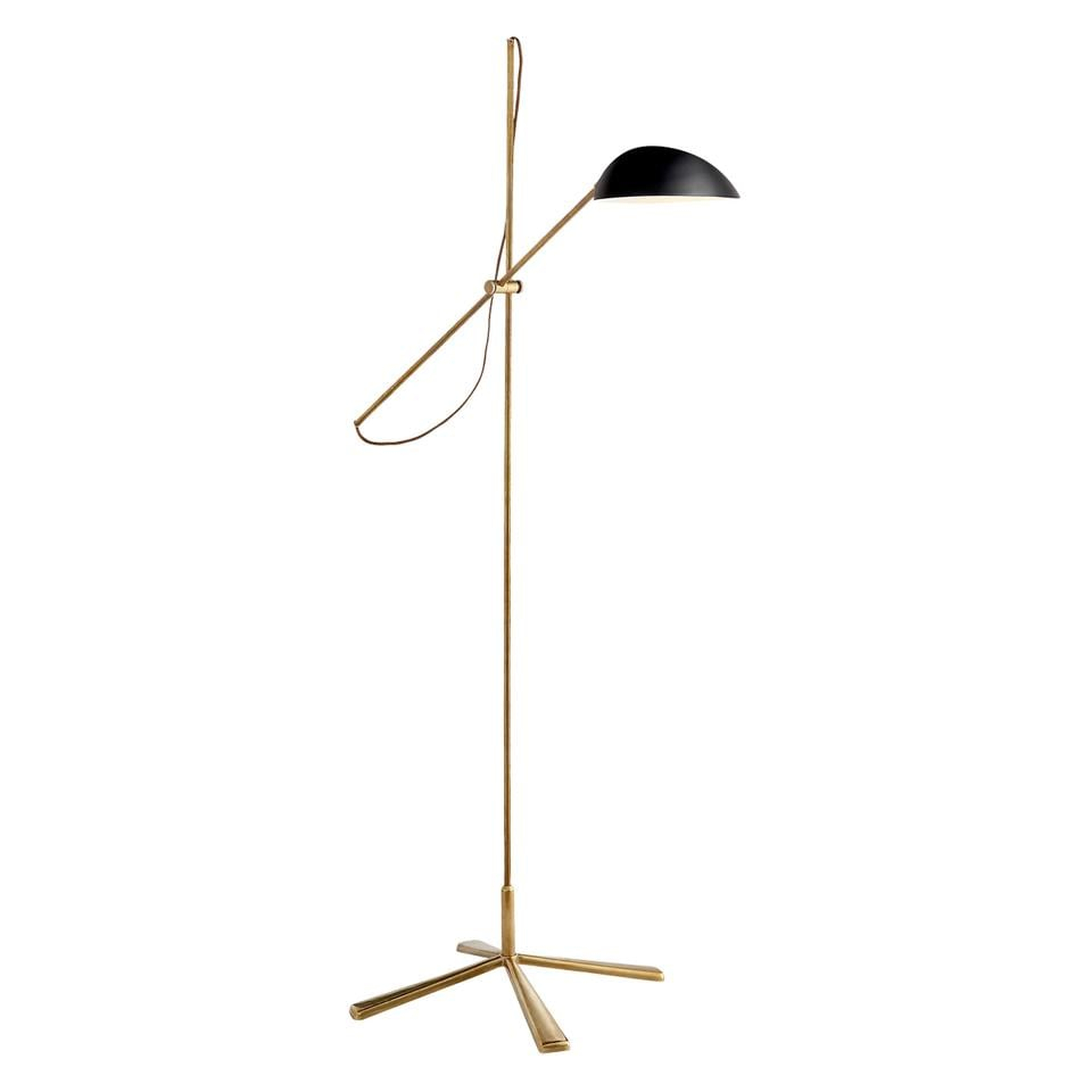 GRAPHIC FLOOR LAMP WITH BLACK SHADE - HAND-RUBBED ANTIQUE BRASS - McGee & Co.