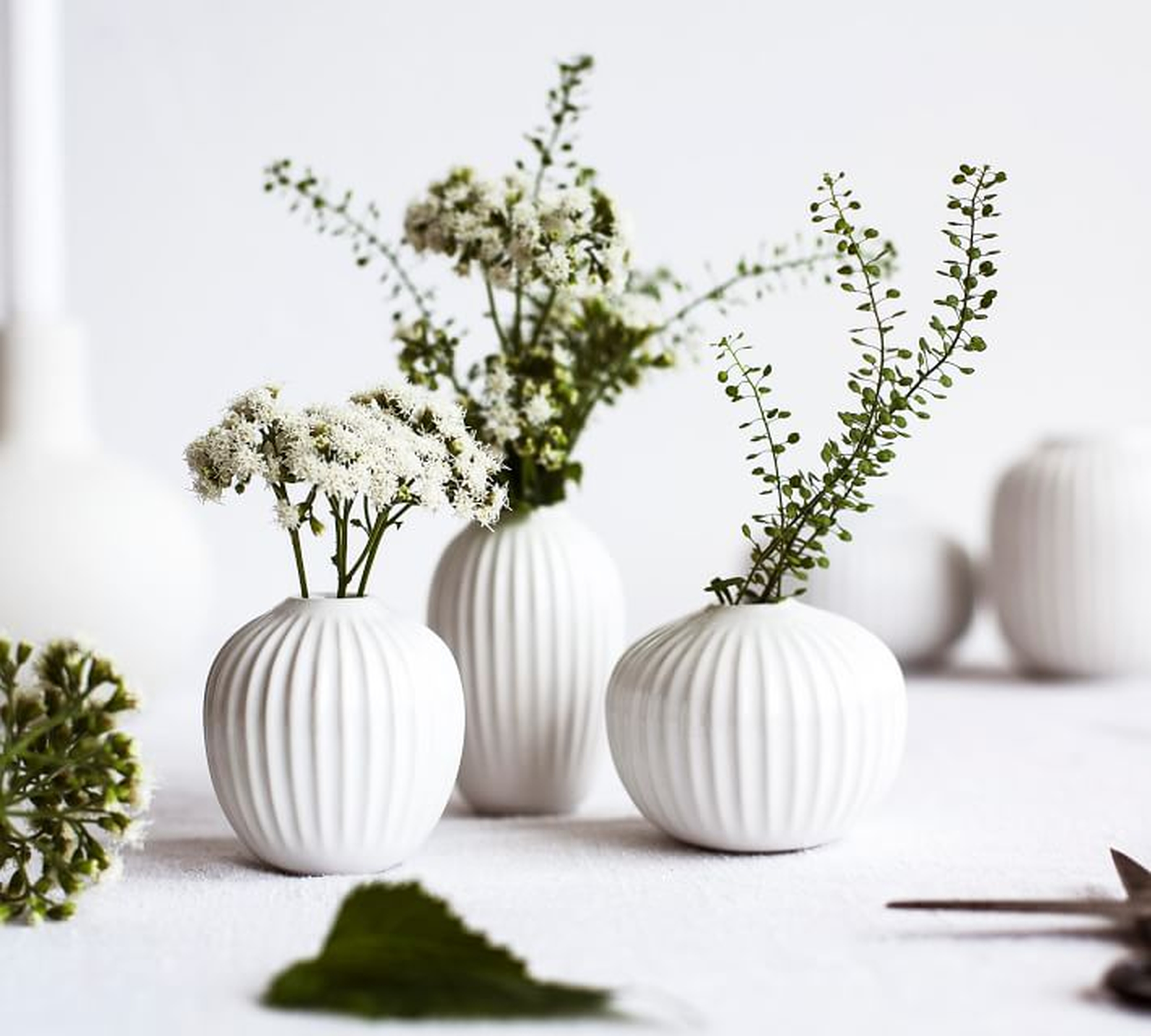 Kahler Hammershi Miniature Vases, Set of 3, White - Pottery Barn
