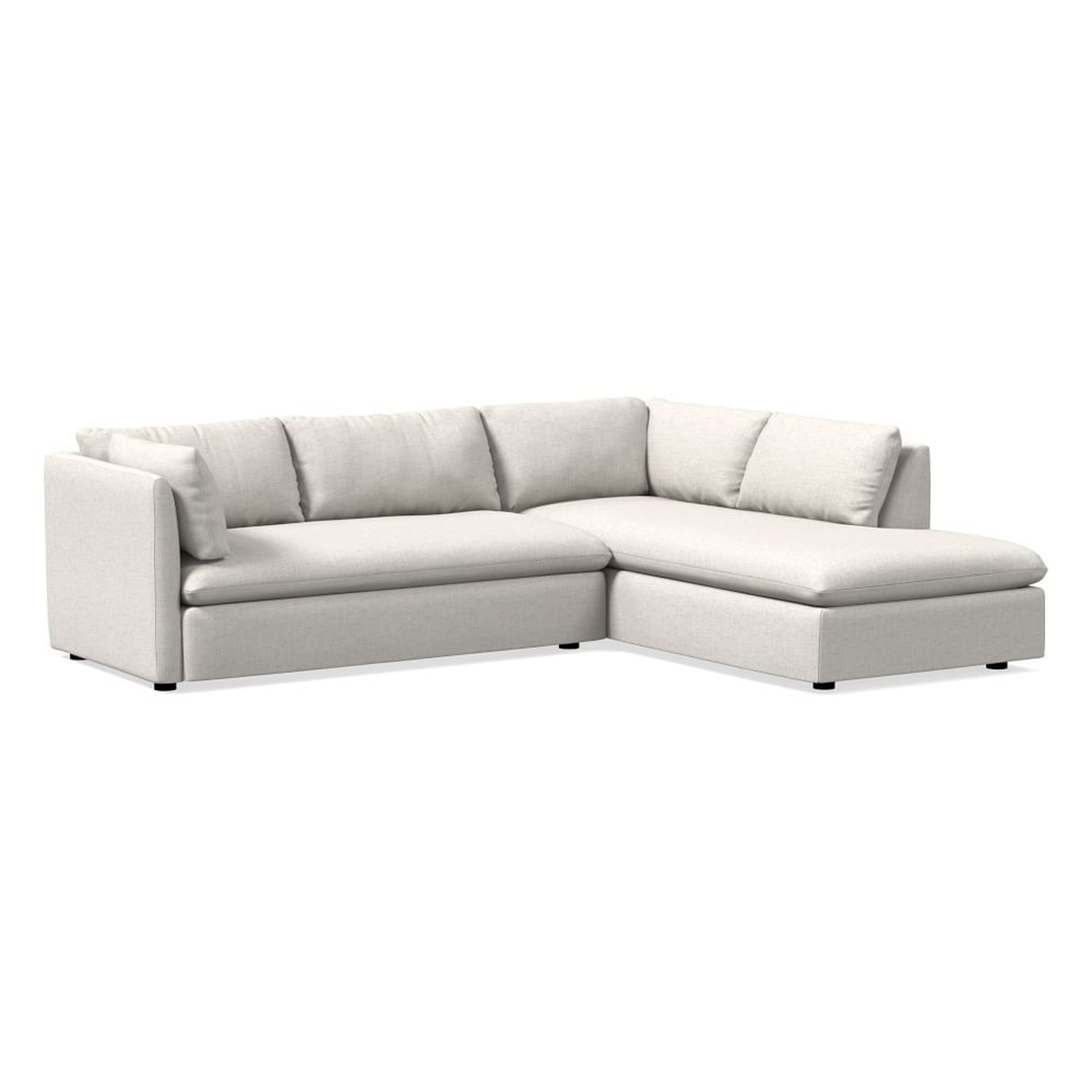 Shelter 2-Piece Terminal Chaise Sectional - Right - White Performance Coastal Linen - West Elm