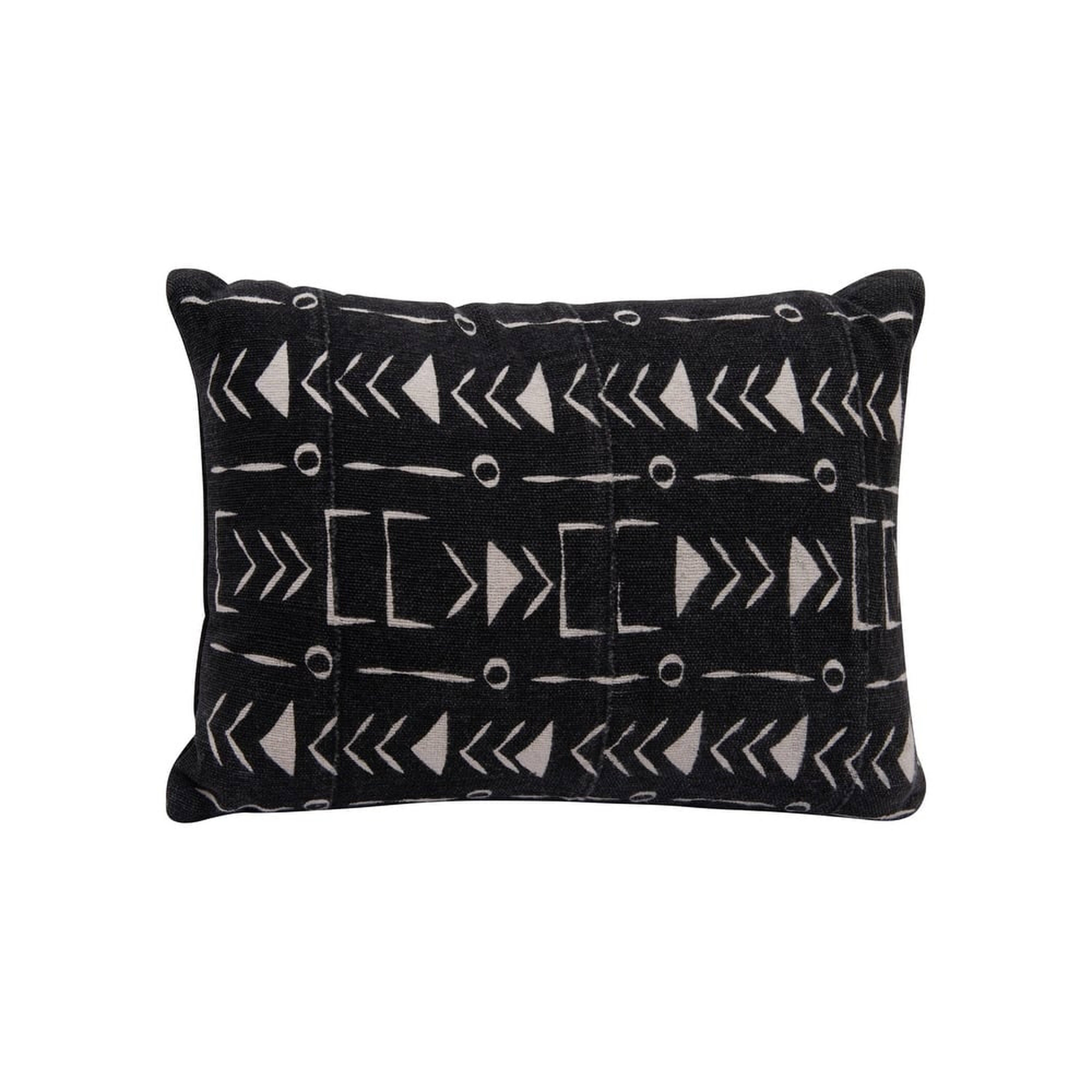 African Mudcloth Patterned Cotton Pillows, Black & White, Set of 2 - Nomad Home