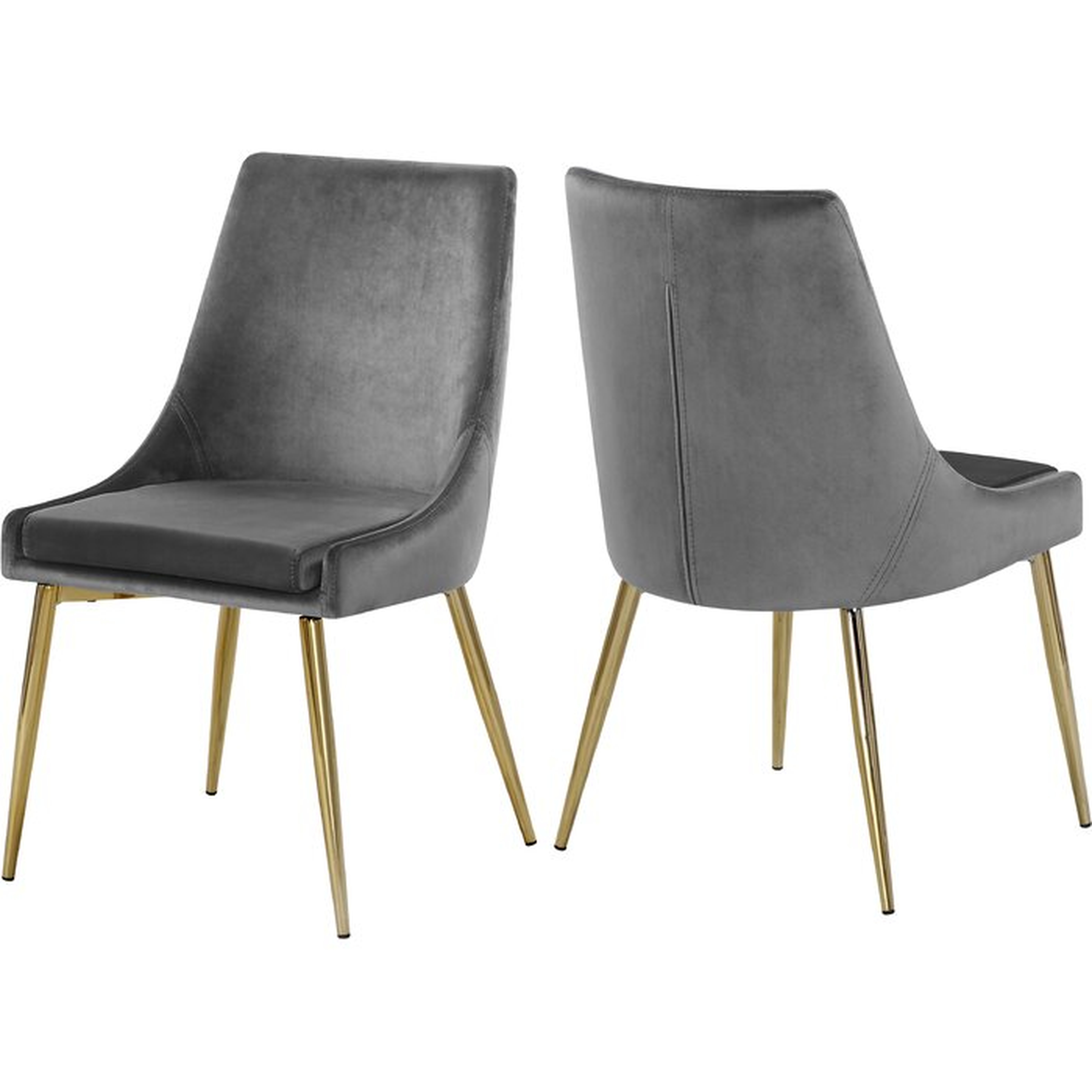 Karina Upholstered Dining Chair, Gray, Gold legs (set of two) - Wayfair