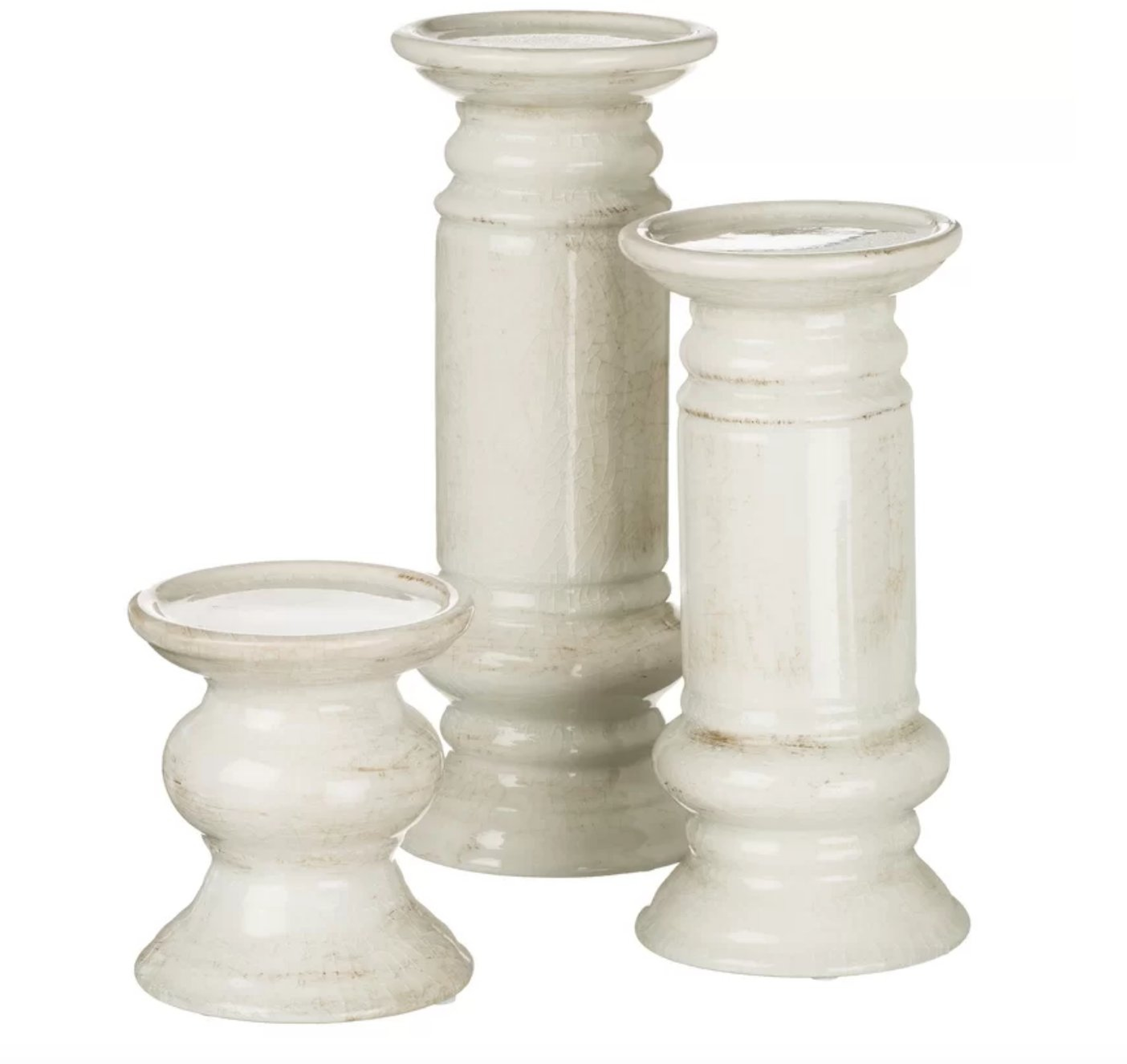 Pillar 3 Piece Ceramic Candlestick Set - Wayfair