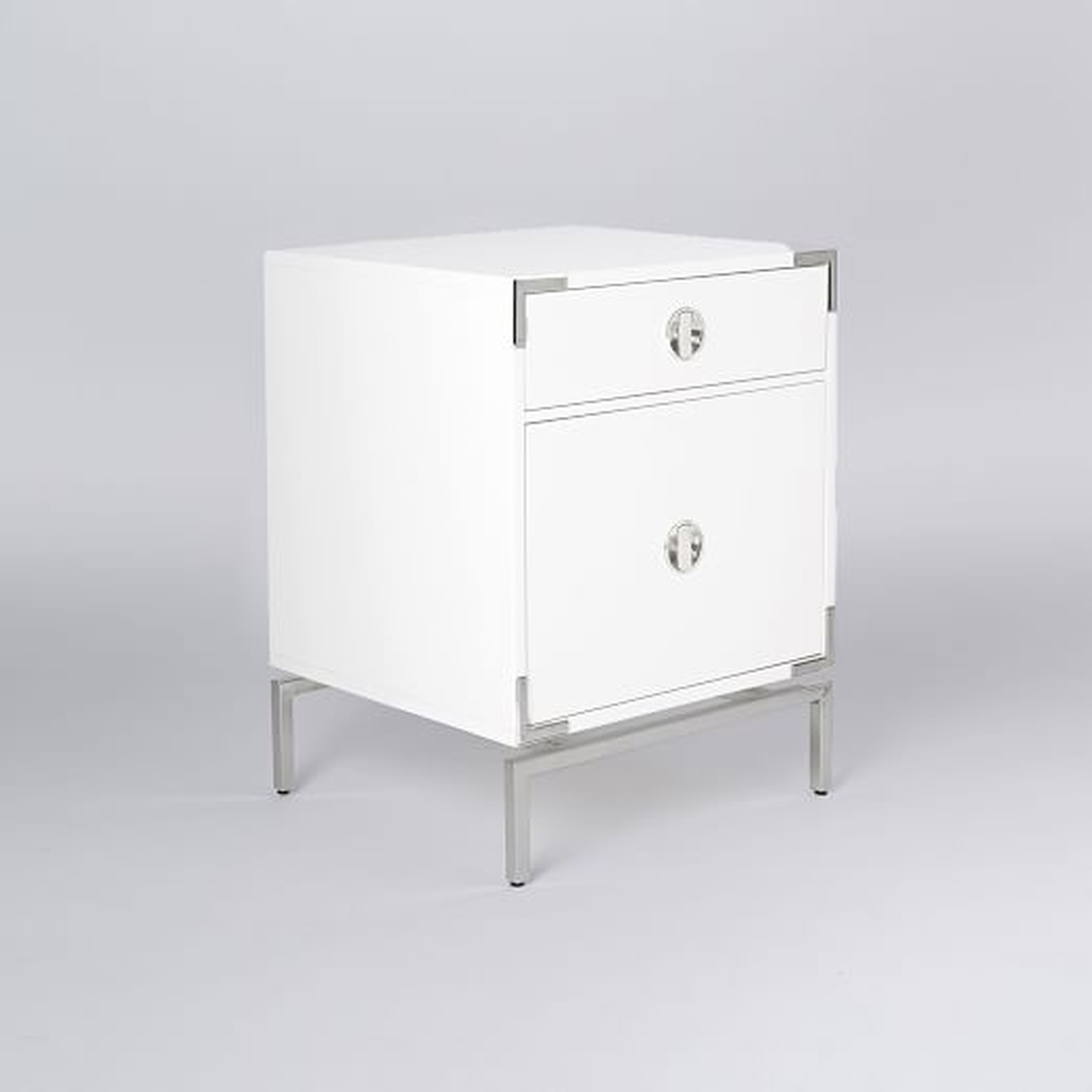 Malone Campaign Storage Nightstand, White Lacquer - West Elm