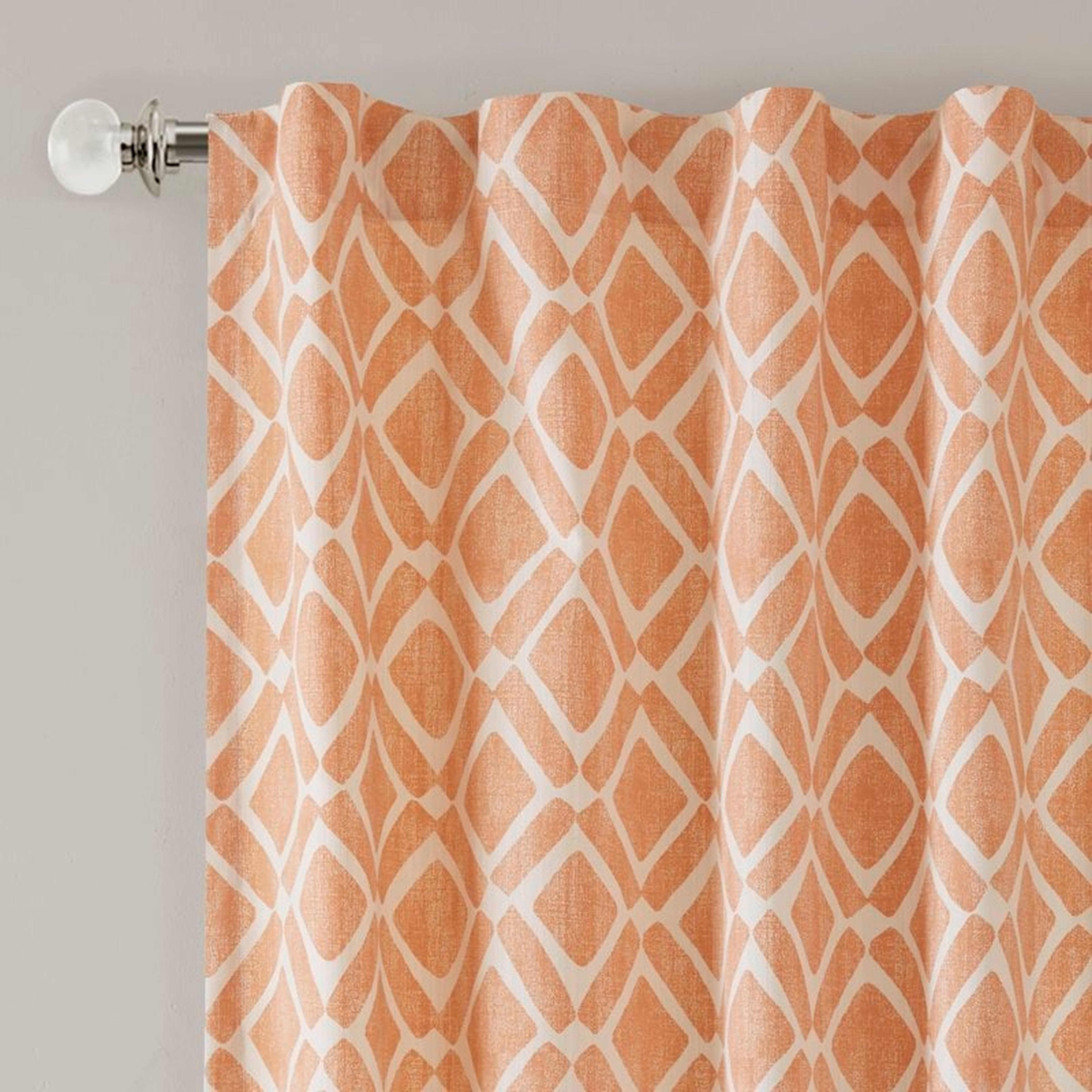 Meka Geometric Semi-Sheer Rod Pocket Single Curtain Panel, Orange - Wayfair