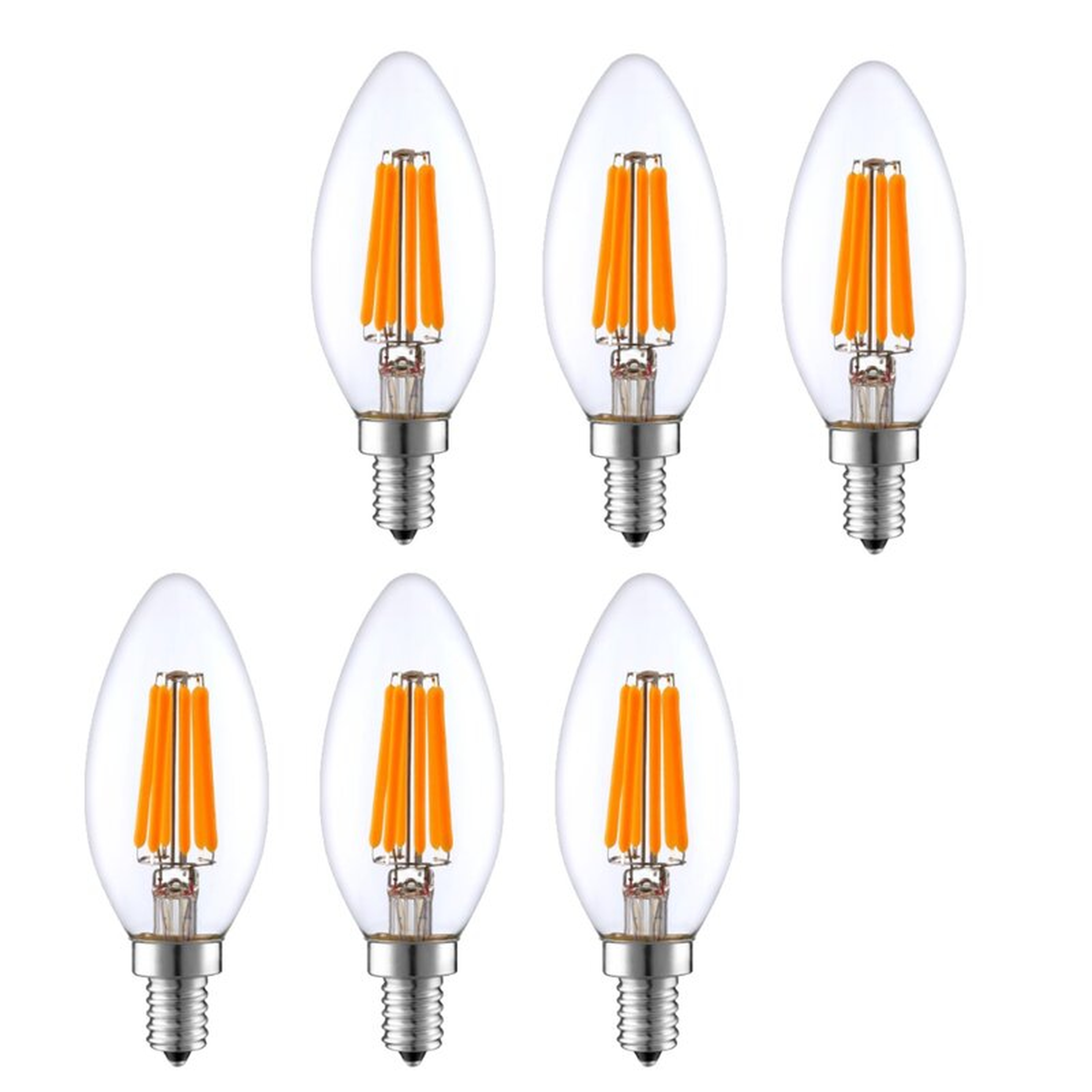 LB004E12F-6PK 4 Watt (40 Watt Equivalent), LED, Dimmable Light Bulb, Warm White (2700K) E12/Candelabra Base (Set of 6) - Wayfair